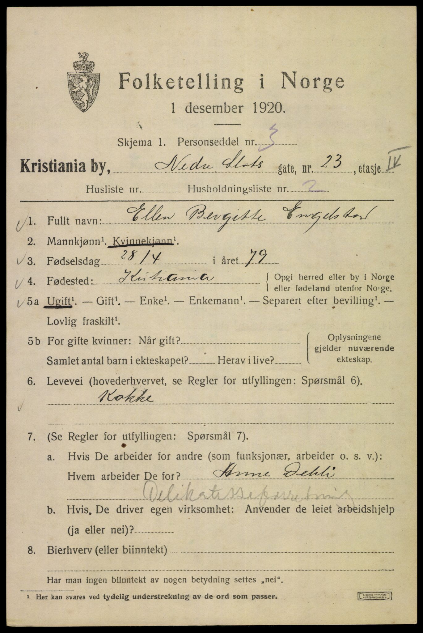 SAO, 1920 census for Kristiania, 1920, p. 410551