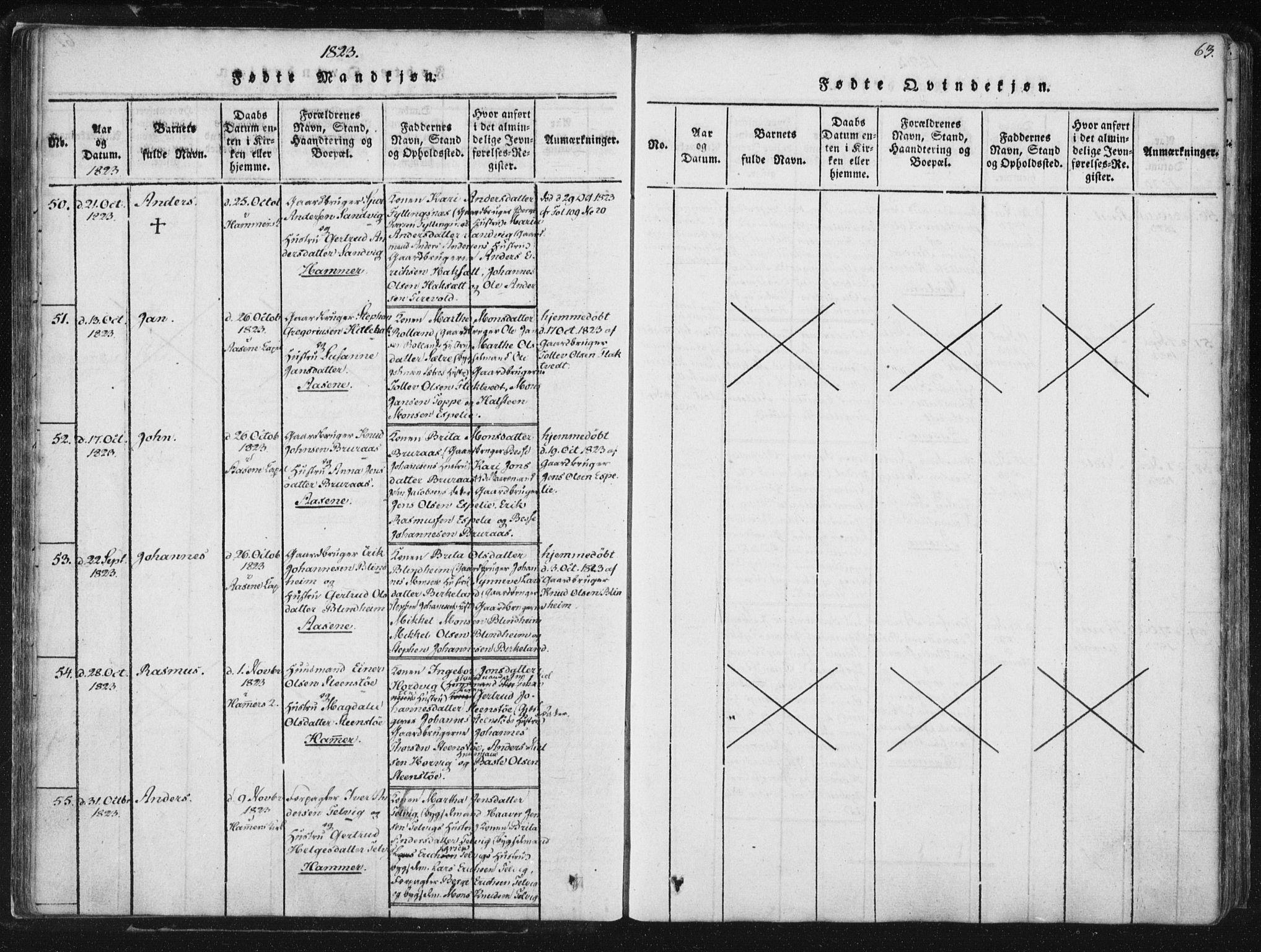 Hamre sokneprestembete, AV/SAB-A-75501/H/Ha/Haa/Haaa/L0010: Parish register (official) no. A 10, 1816-1826, p. 63