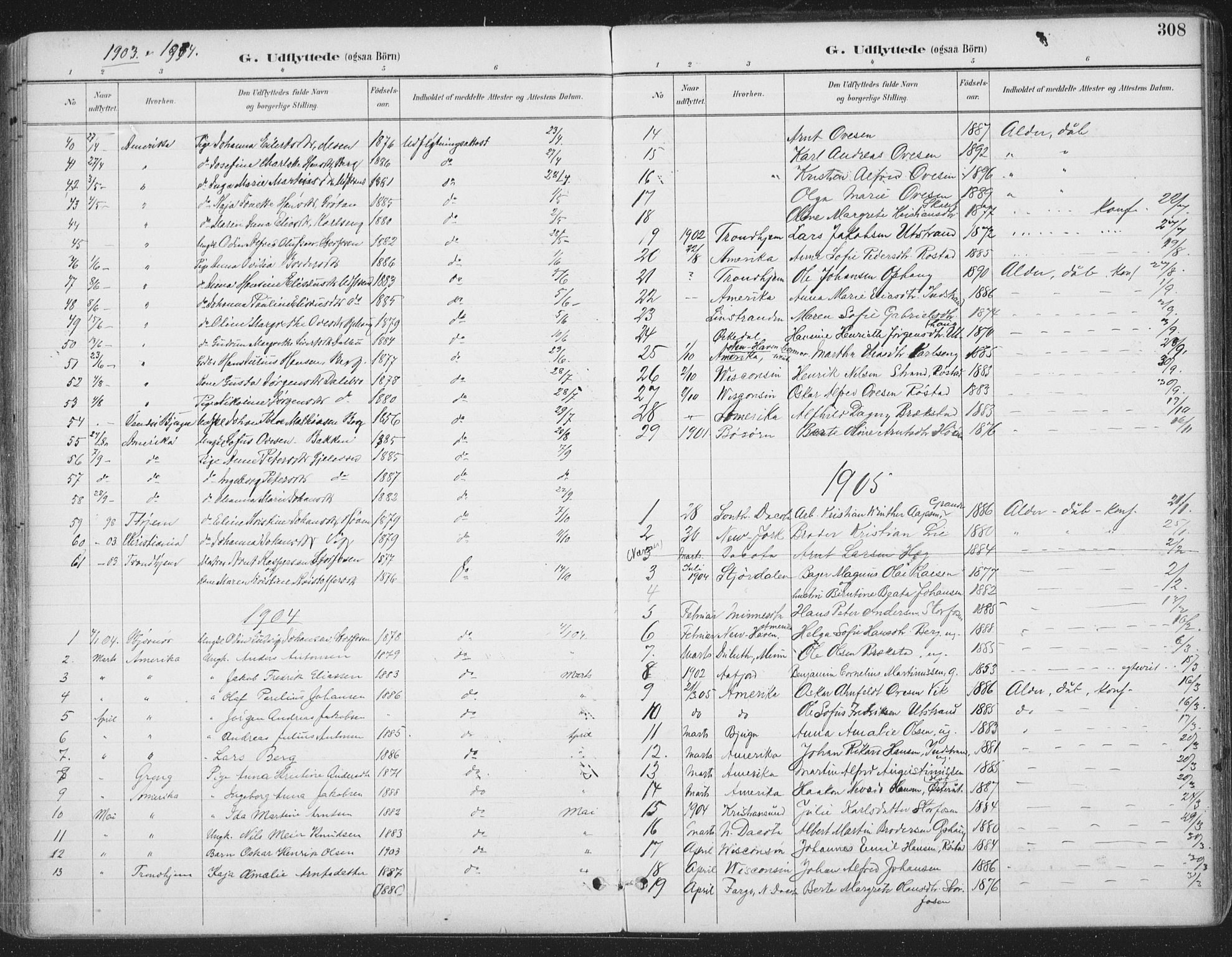 Ministerialprotokoller, klokkerbøker og fødselsregistre - Sør-Trøndelag, SAT/A-1456/659/L0743: Parish register (official) no. 659A13, 1893-1910, p. 308