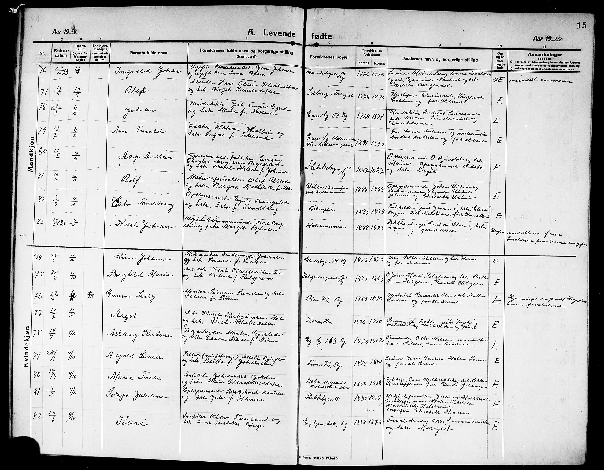 Rjukan kirkebøker, AV/SAKO-A-294/G/Ga/L0002: Parish register (copy) no. 2, 1913-1920, p. 15