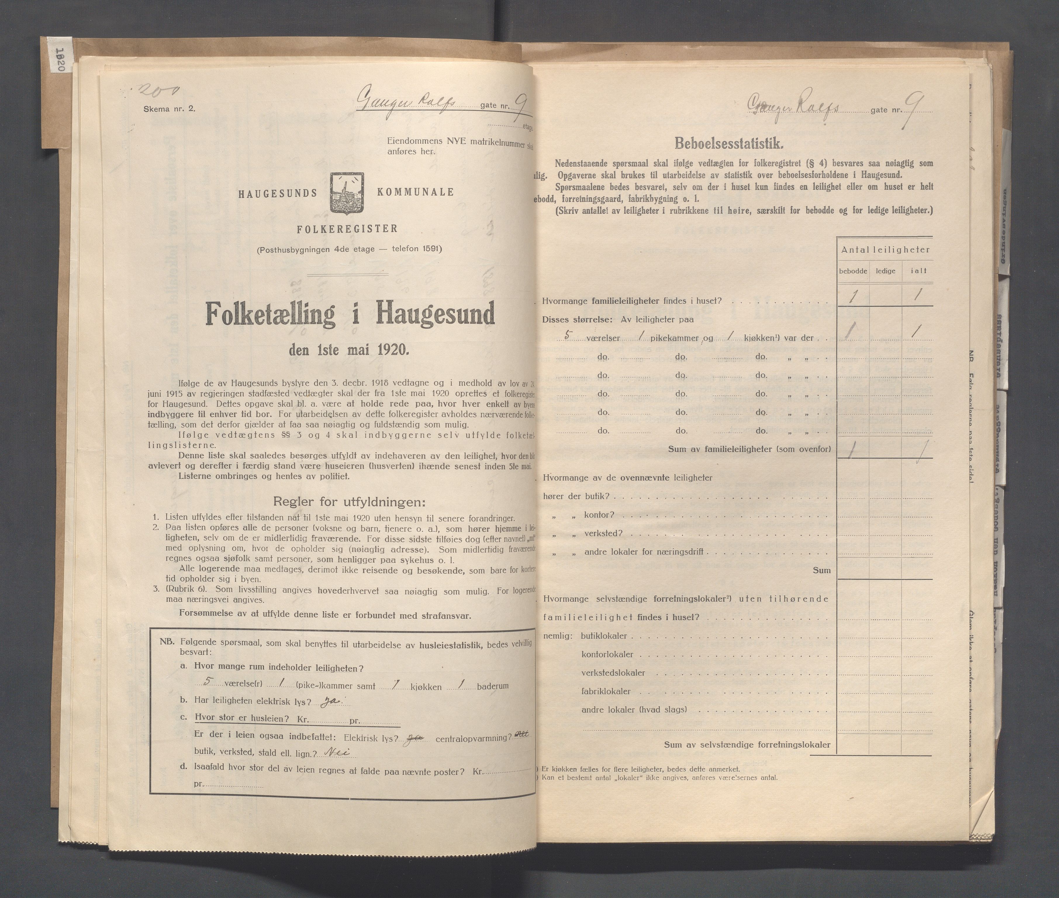 IKAR, Local census 1.5.1920 for Haugesund, 1920, p. 1026