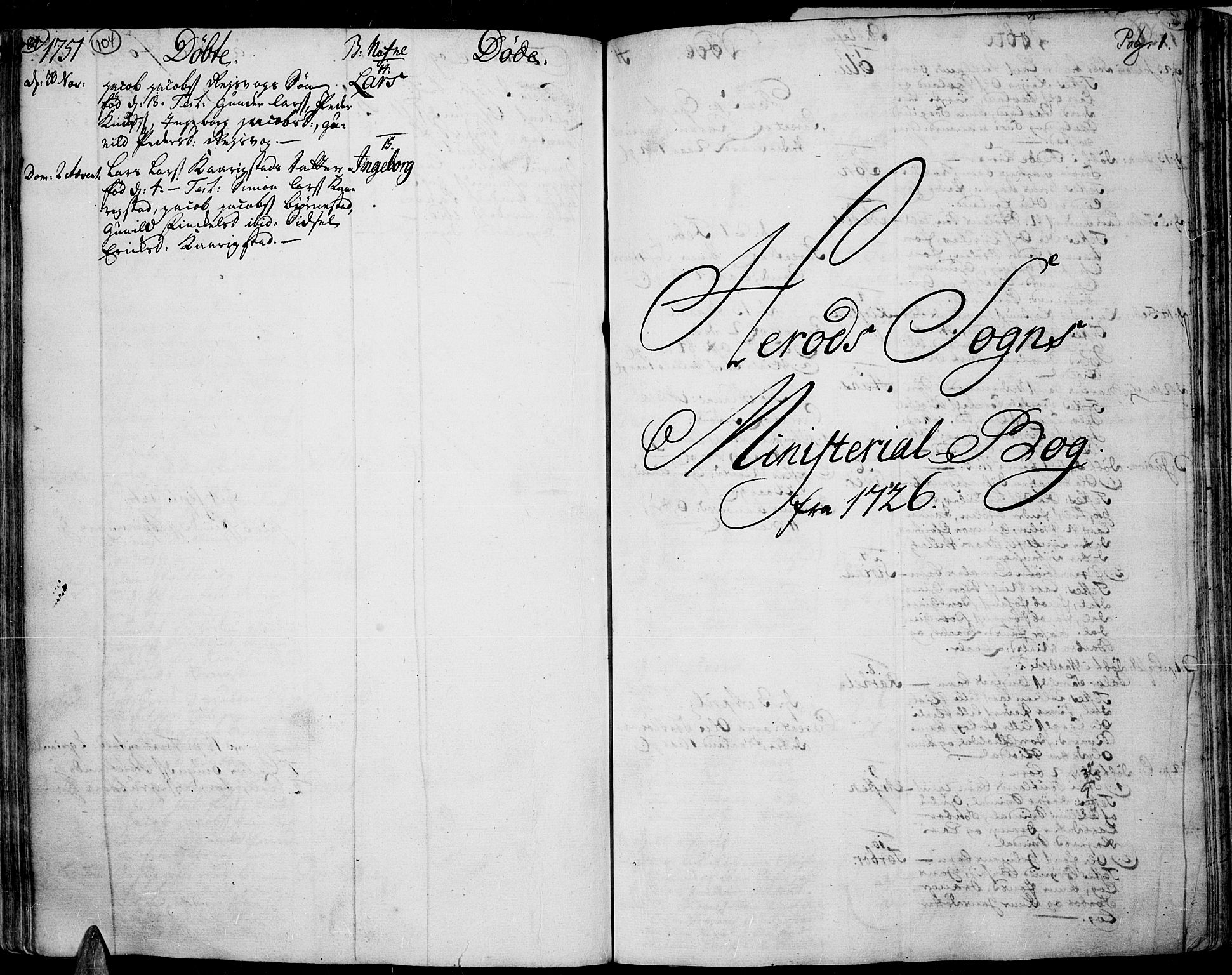 Lista sokneprestkontor, AV/SAK-1111-0027/F/Fa/L0002: Parish register (official) no. A 2 /3, 1726-1751, p. 104-105