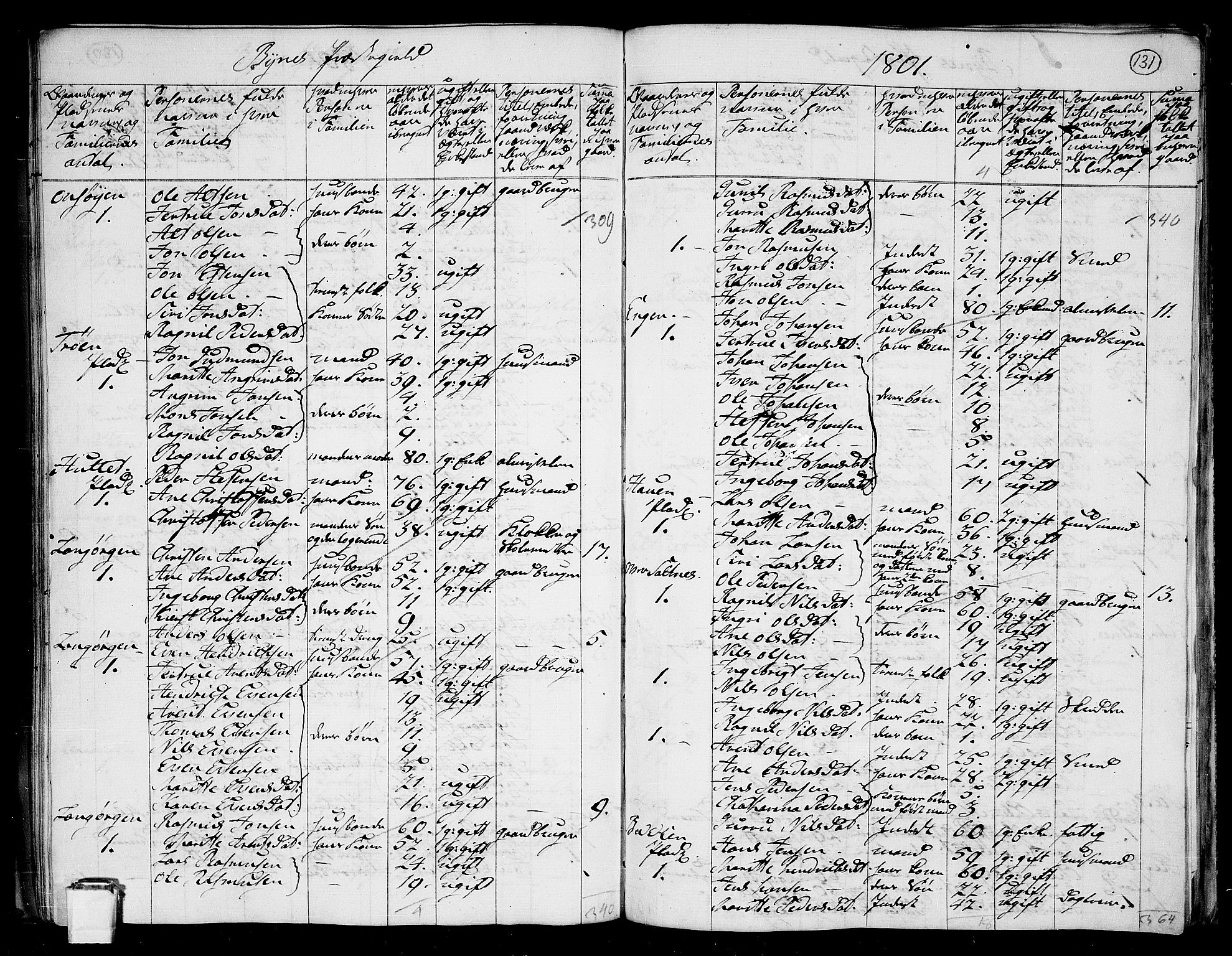 RA, 1801 census for 1655P Byneset, 1801, p. 130b-131a