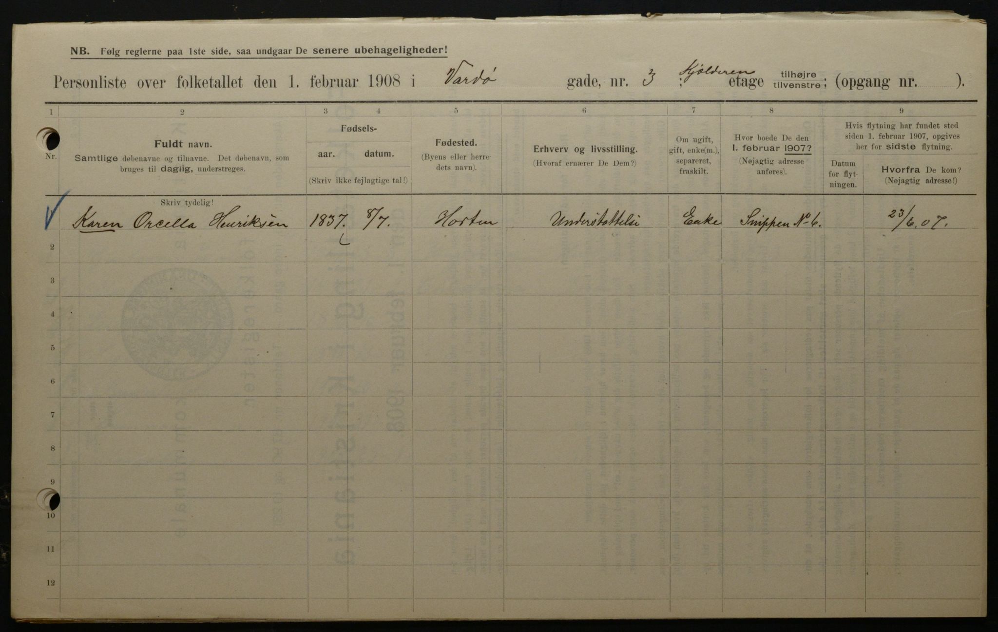 OBA, Municipal Census 1908 for Kristiania, 1908, p. 109389