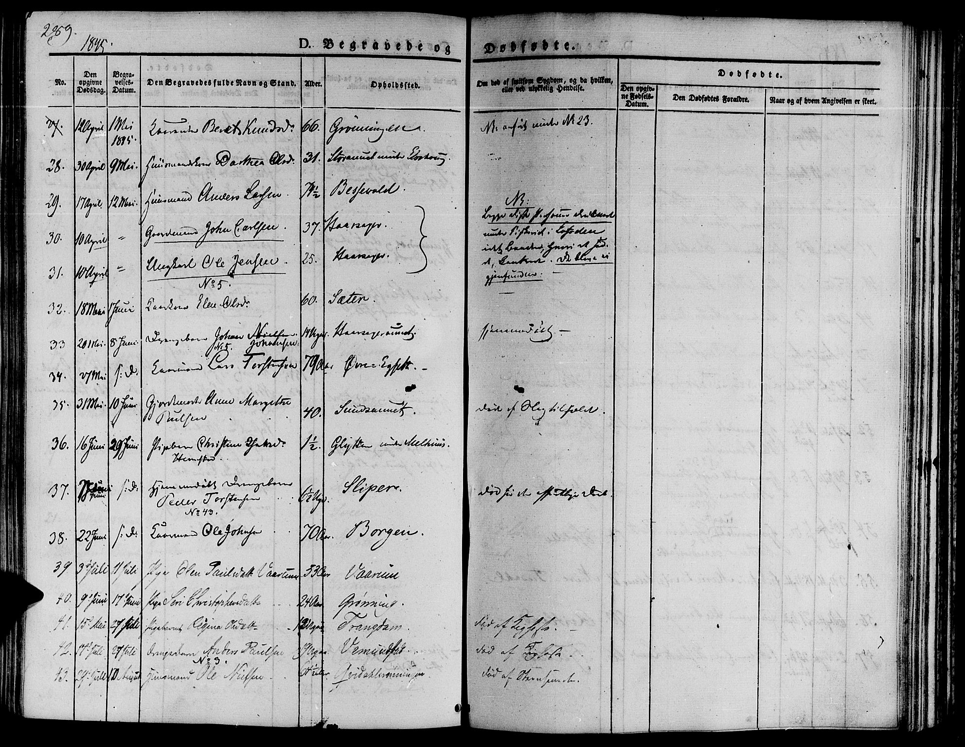 Ministerialprotokoller, klokkerbøker og fødselsregistre - Sør-Trøndelag, AV/SAT-A-1456/646/L0610: Parish register (official) no. 646A08, 1837-1847, p. 289