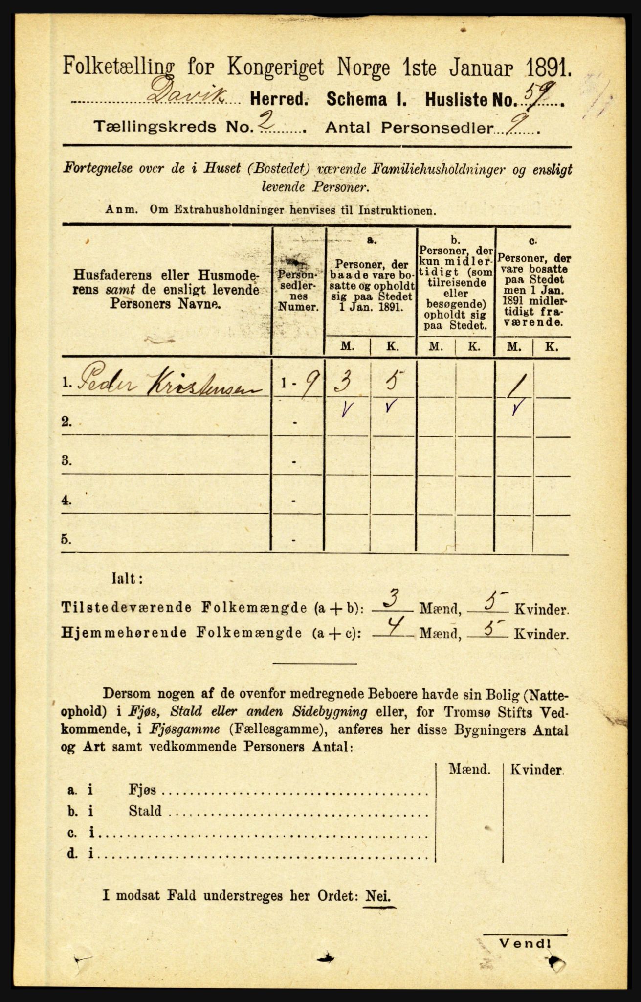 RA, 1891 census for 1442 Davik, 1891, p. 503