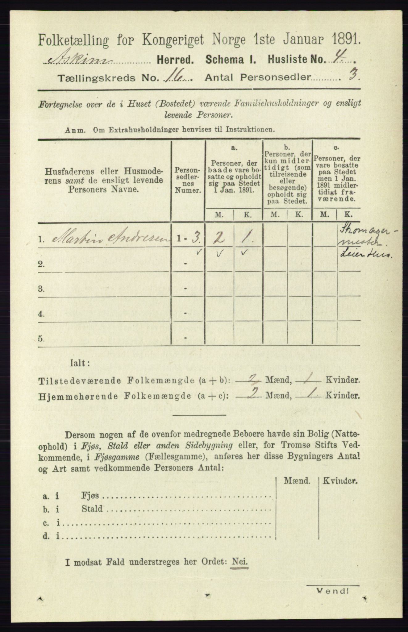 RA, 1891 census for 0124 Askim, 1891, p. 2606