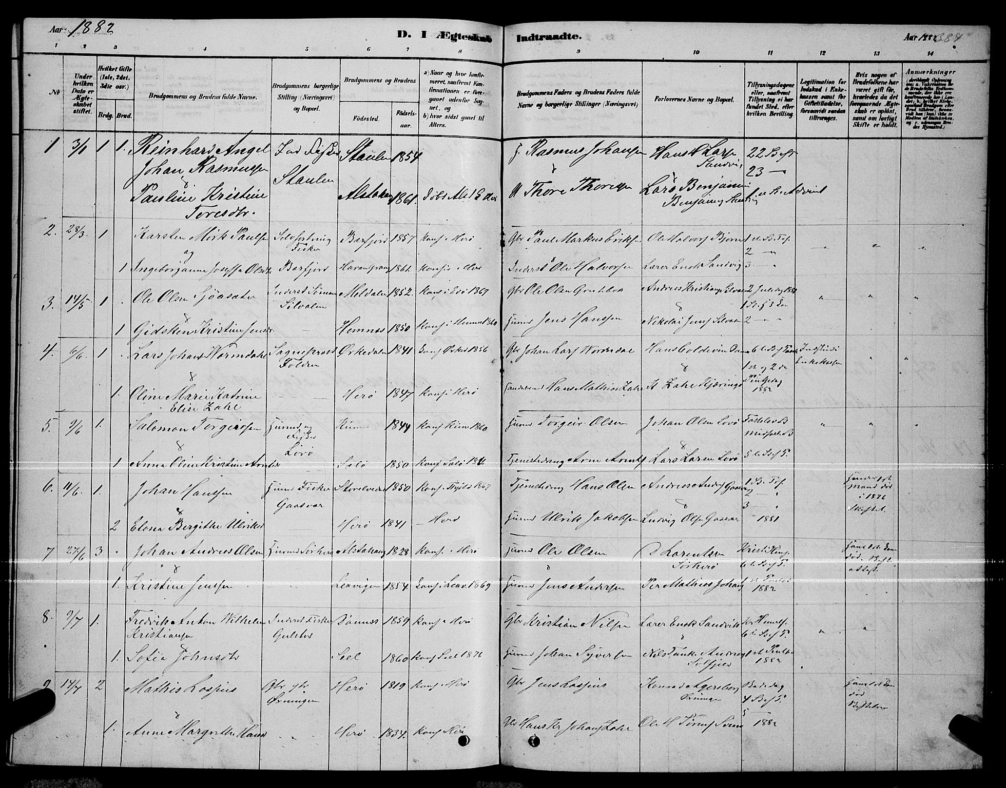 Ministerialprotokoller, klokkerbøker og fødselsregistre - Nordland, AV/SAT-A-1459/834/L0513: Parish register (copy) no. 834C04, 1877-1892, p. 384