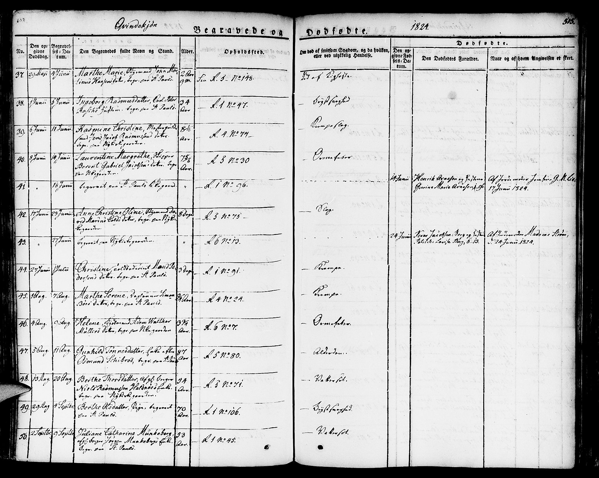 Nykirken Sokneprestembete, SAB/A-77101/H/Haa/L0012: Parish register (official) no. A 12, 1821-1844, p. 515
