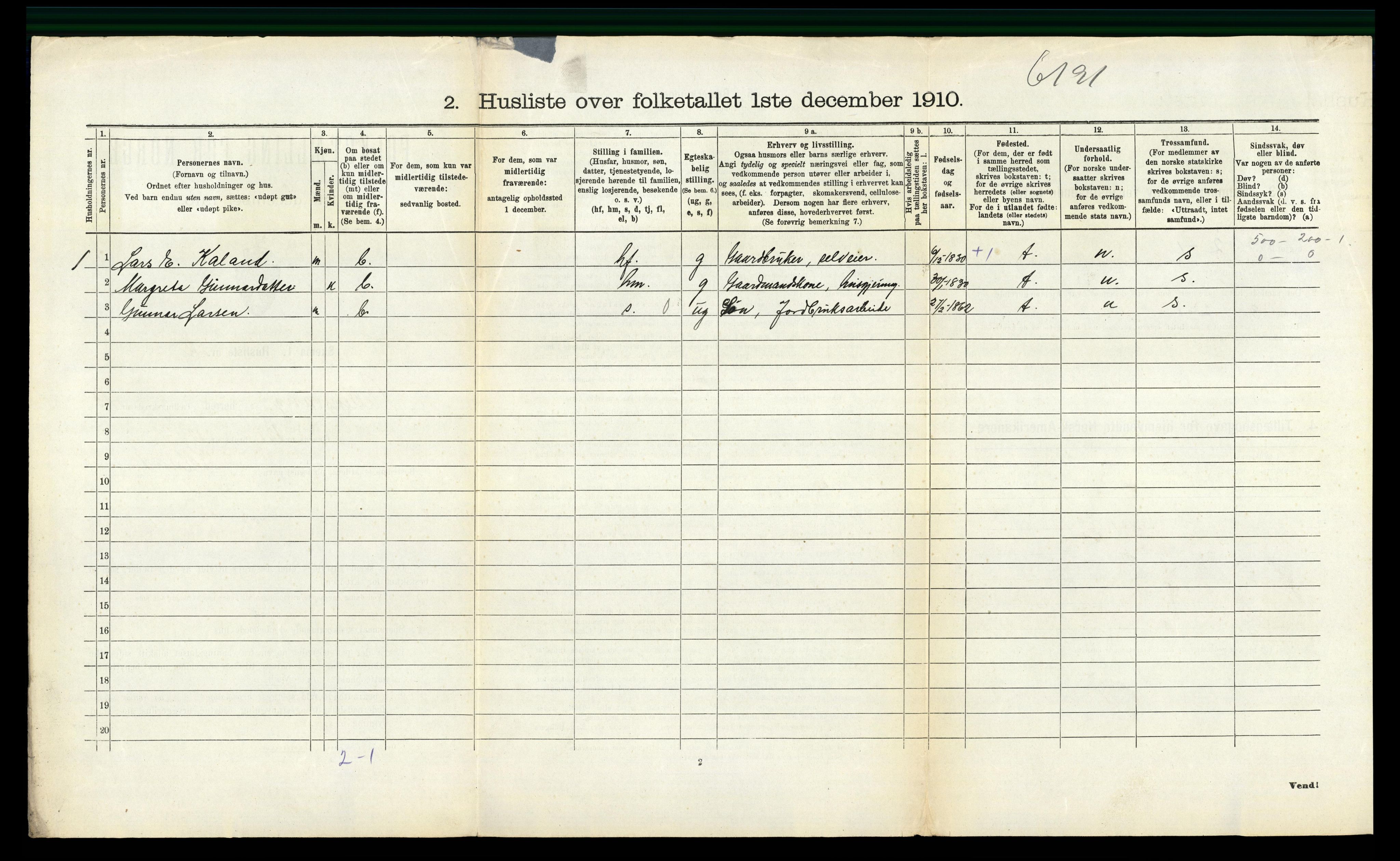 RA, 1910 census for Ullensvang, 1910, p. 1710