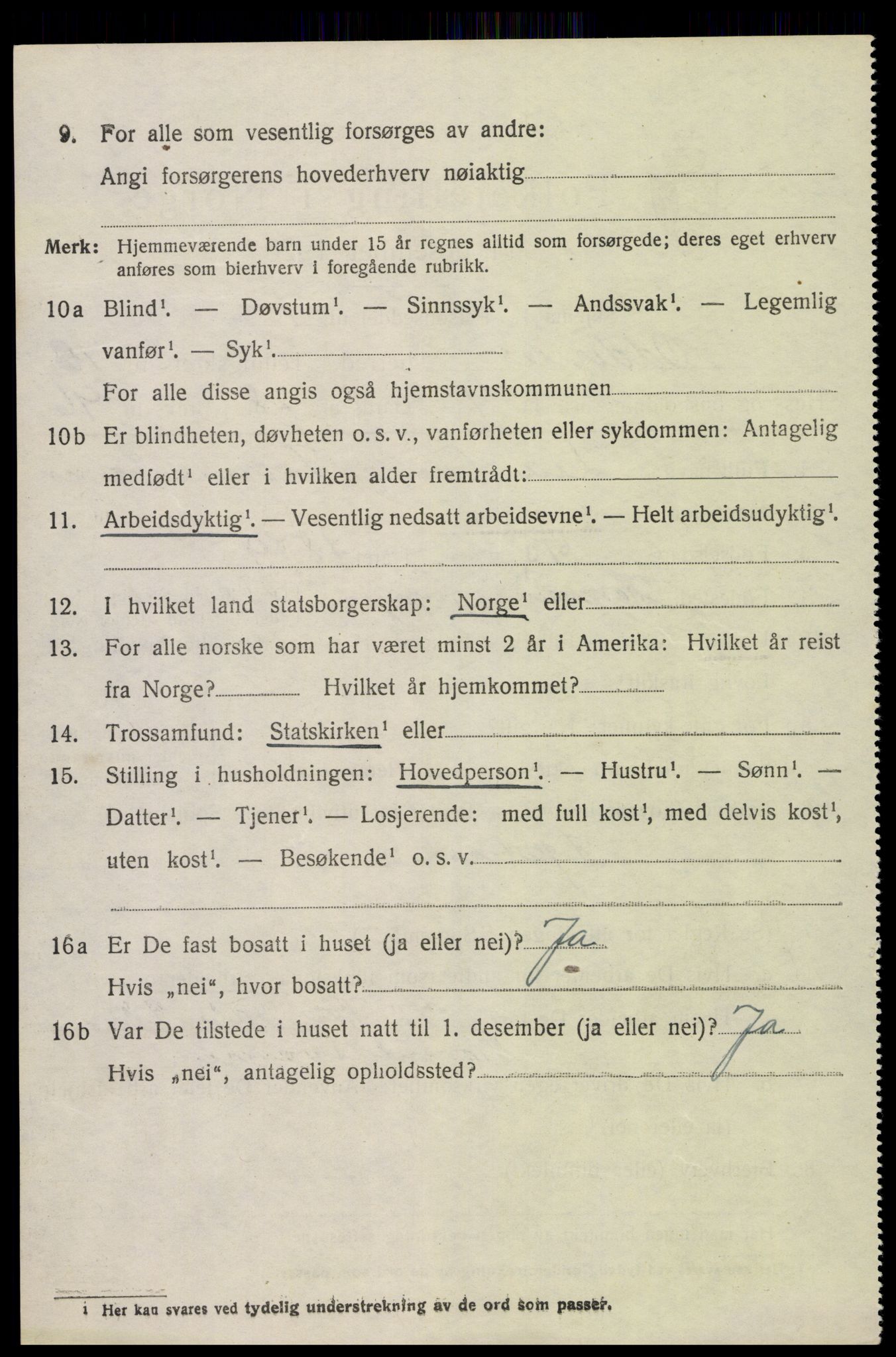 SAK, 1920 census for Oddernes, 1920, p. 6460