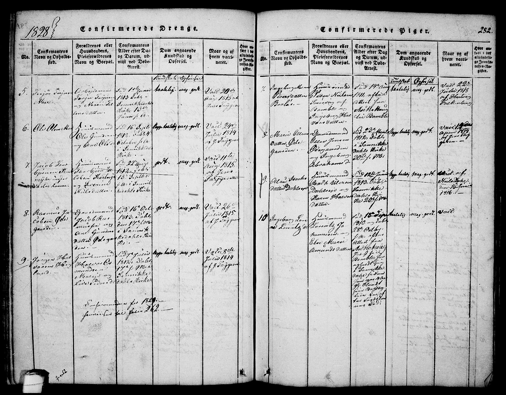 Sannidal kirkebøker, AV/SAKO-A-296/F/Fa/L0004: Parish register (official) no. 4, 1814-1829, p. 282