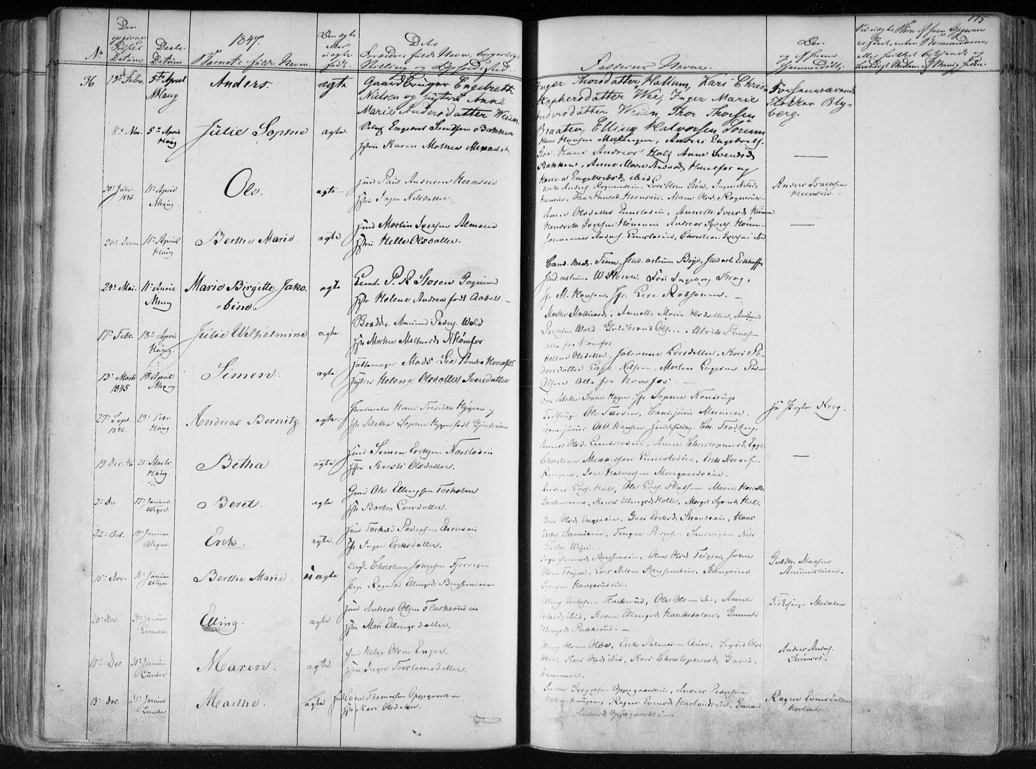 Norderhov kirkebøker, AV/SAKO-A-237/F/Fa/L0010: Parish register (official) no. 10, 1837-1847, p. 175