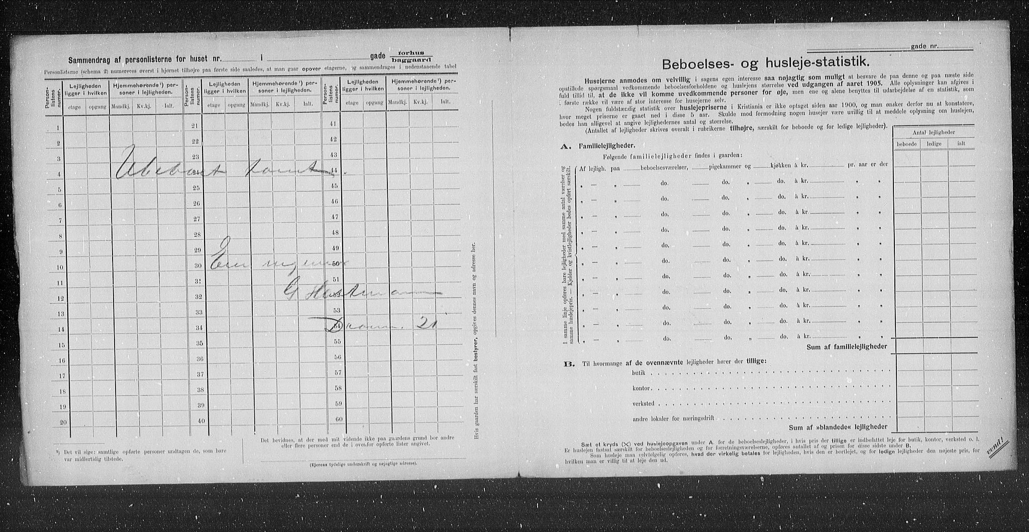 OBA, Municipal Census 1905 for Kristiania, 1905, p. 5242