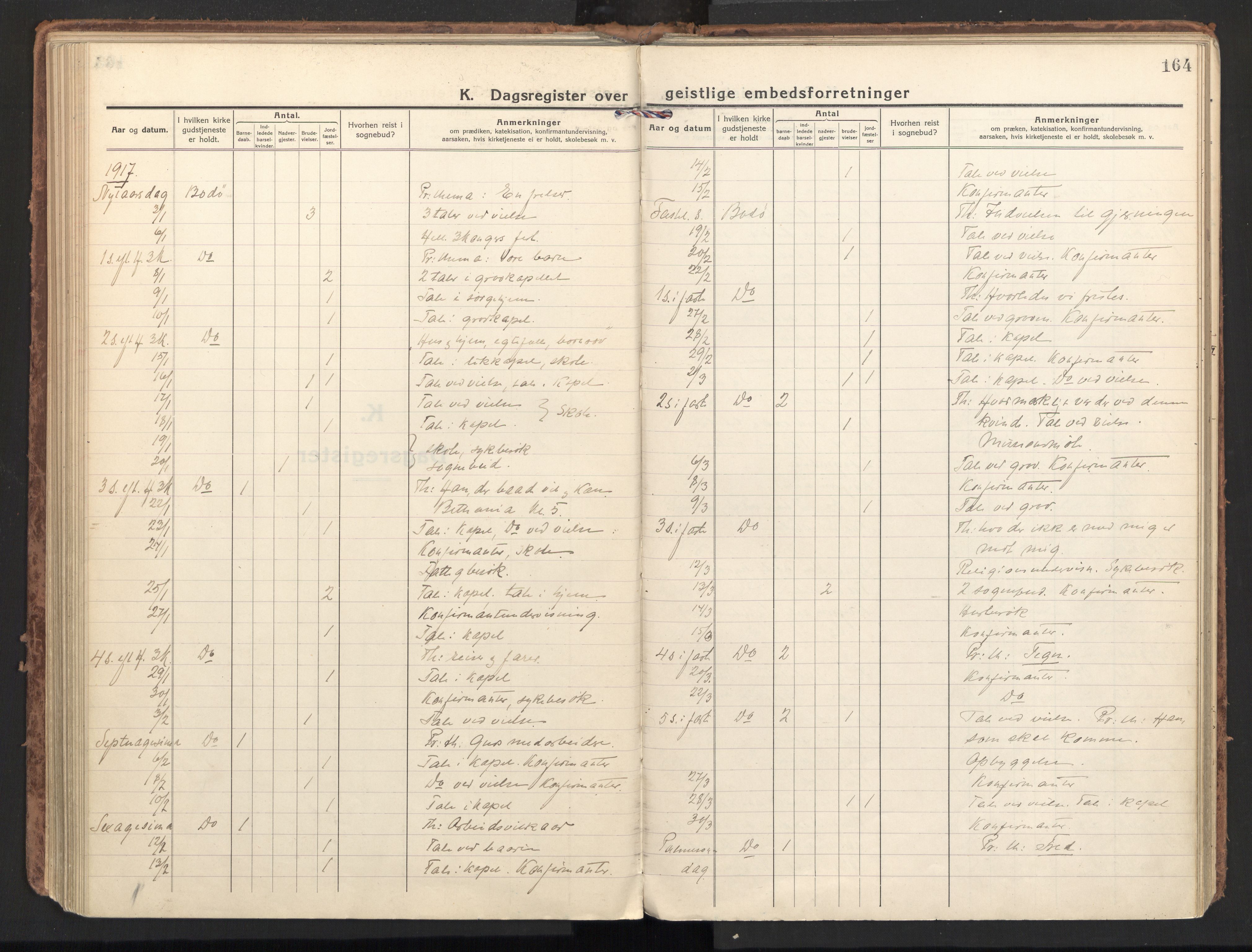 Ministerialprotokoller, klokkerbøker og fødselsregistre - Nordland, SAT/A-1459/801/L0018: Parish register (official) no. 801A18, 1916-1930, p. 164