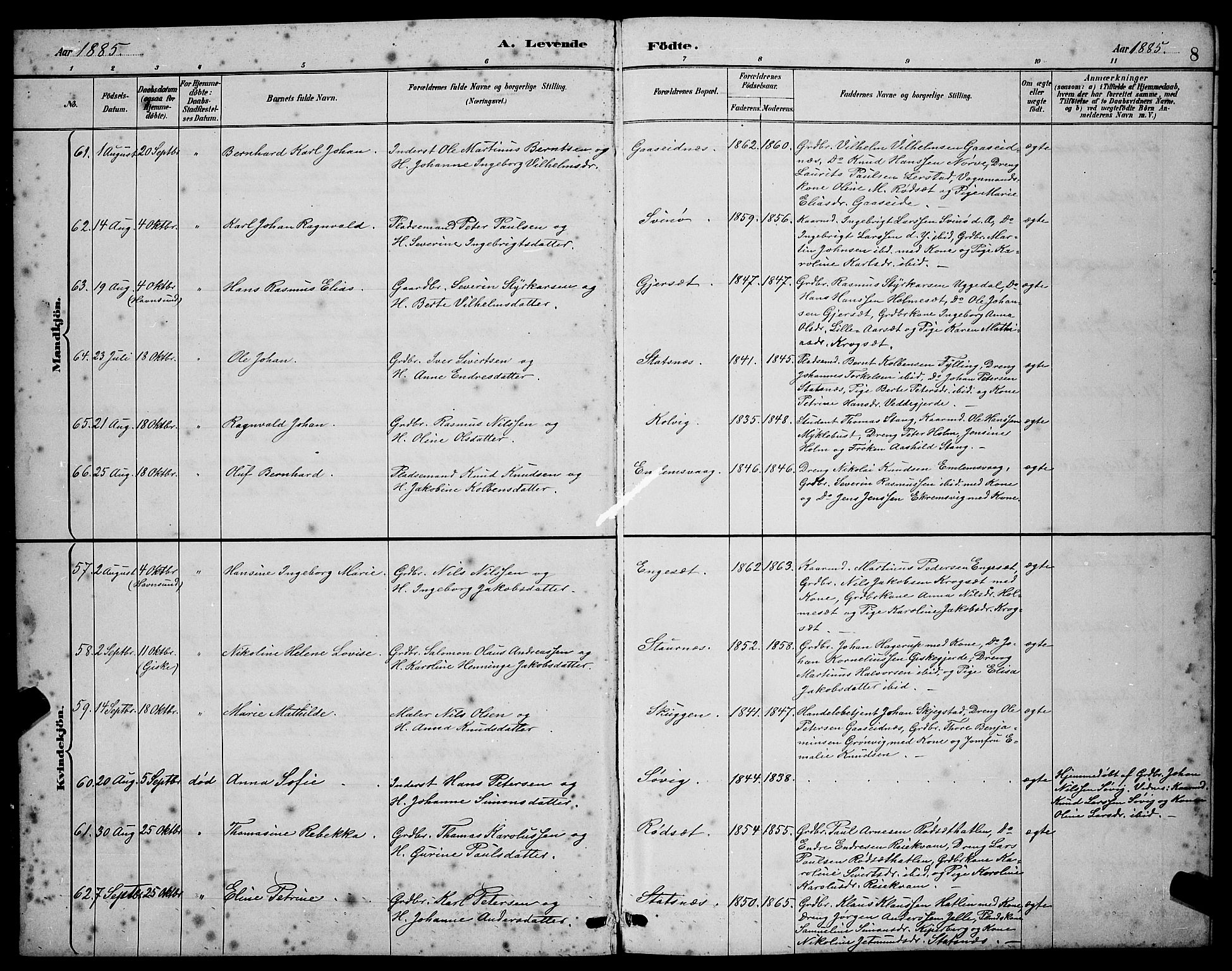 Ministerialprotokoller, klokkerbøker og fødselsregistre - Møre og Romsdal, AV/SAT-A-1454/528/L0431: Parish register (copy) no. 528C12, 1885-1898, p. 8