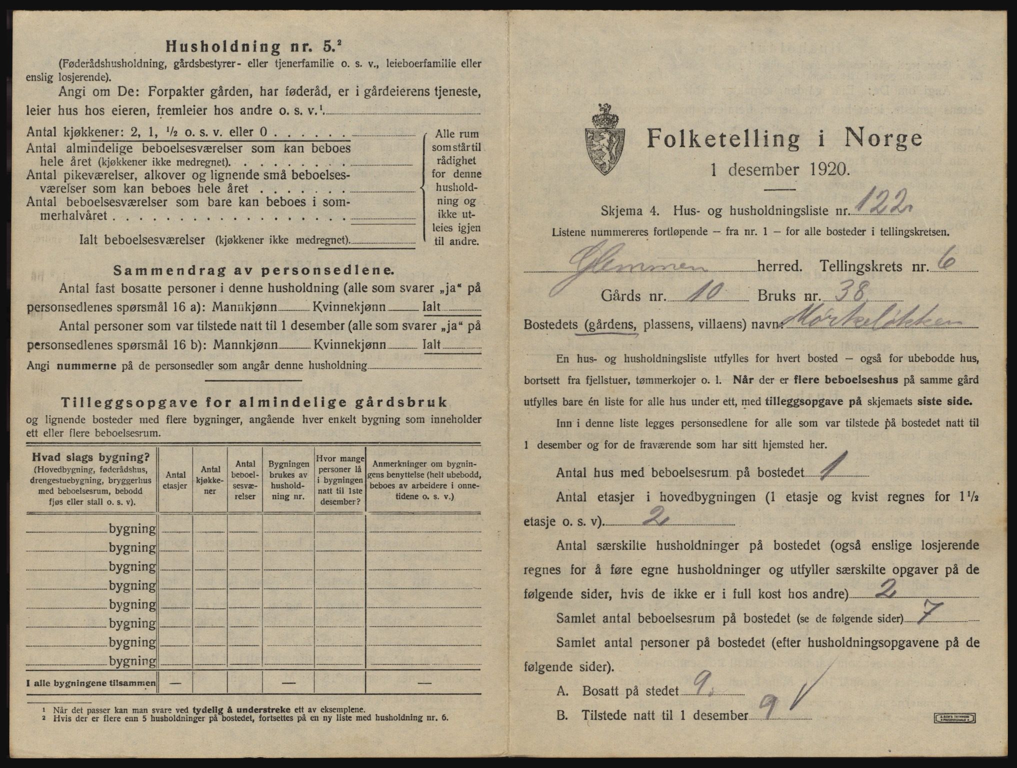 SAO, 1920 census for Glemmen, 1920, p. 2743