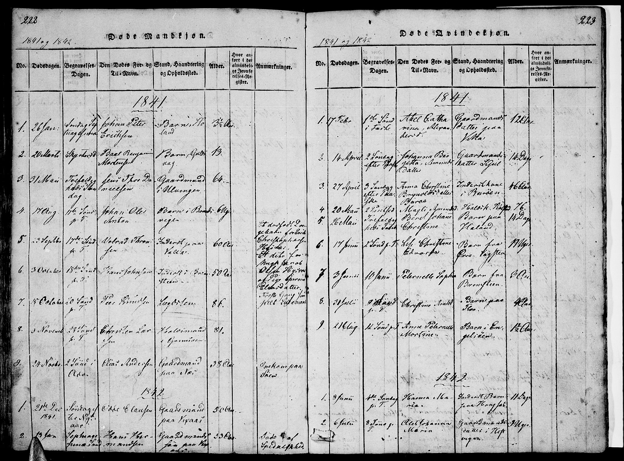 Ministerialprotokoller, klokkerbøker og fødselsregistre - Nordland, AV/SAT-A-1459/816/L0239: Parish register (official) no. 816A05, 1820-1845, p. 222-223