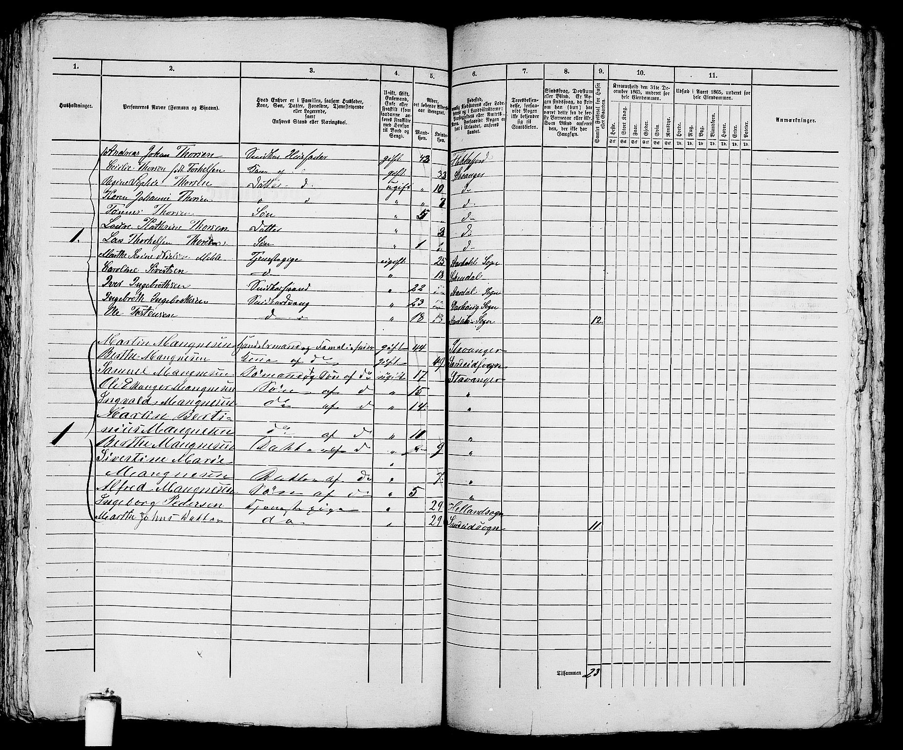 RA, 1865 census for Stavanger, 1865, p. 1353