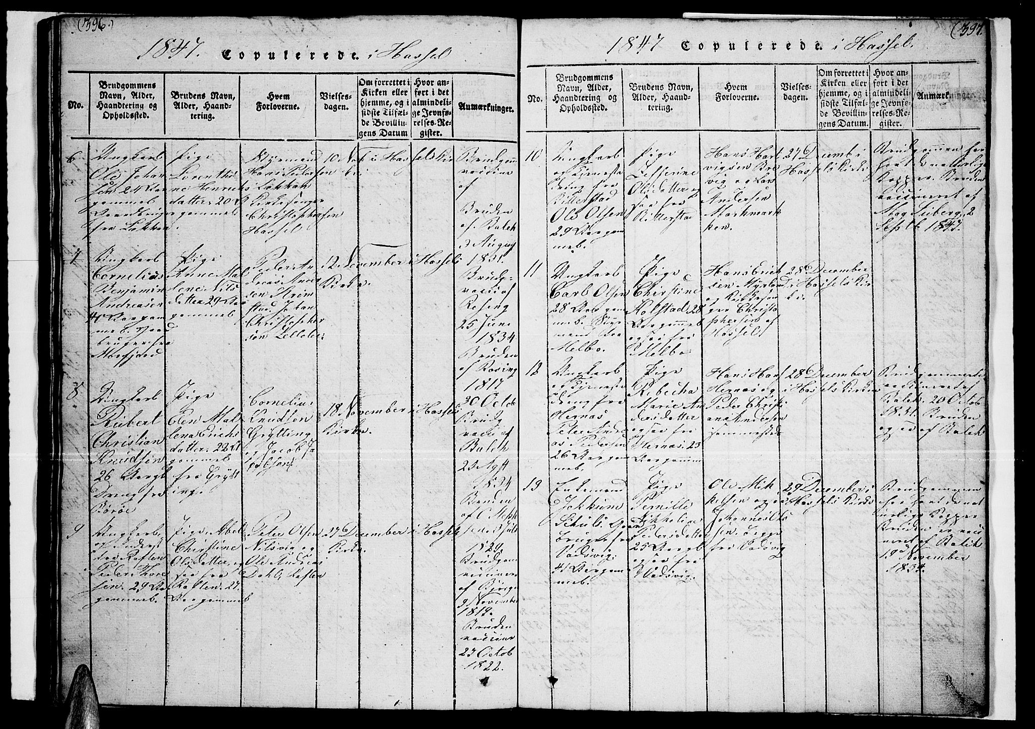 Ministerialprotokoller, klokkerbøker og fødselsregistre - Nordland, AV/SAT-A-1459/888/L1263: Parish register (copy) no. 888C02 /1, 1820-1850, p. 396-397