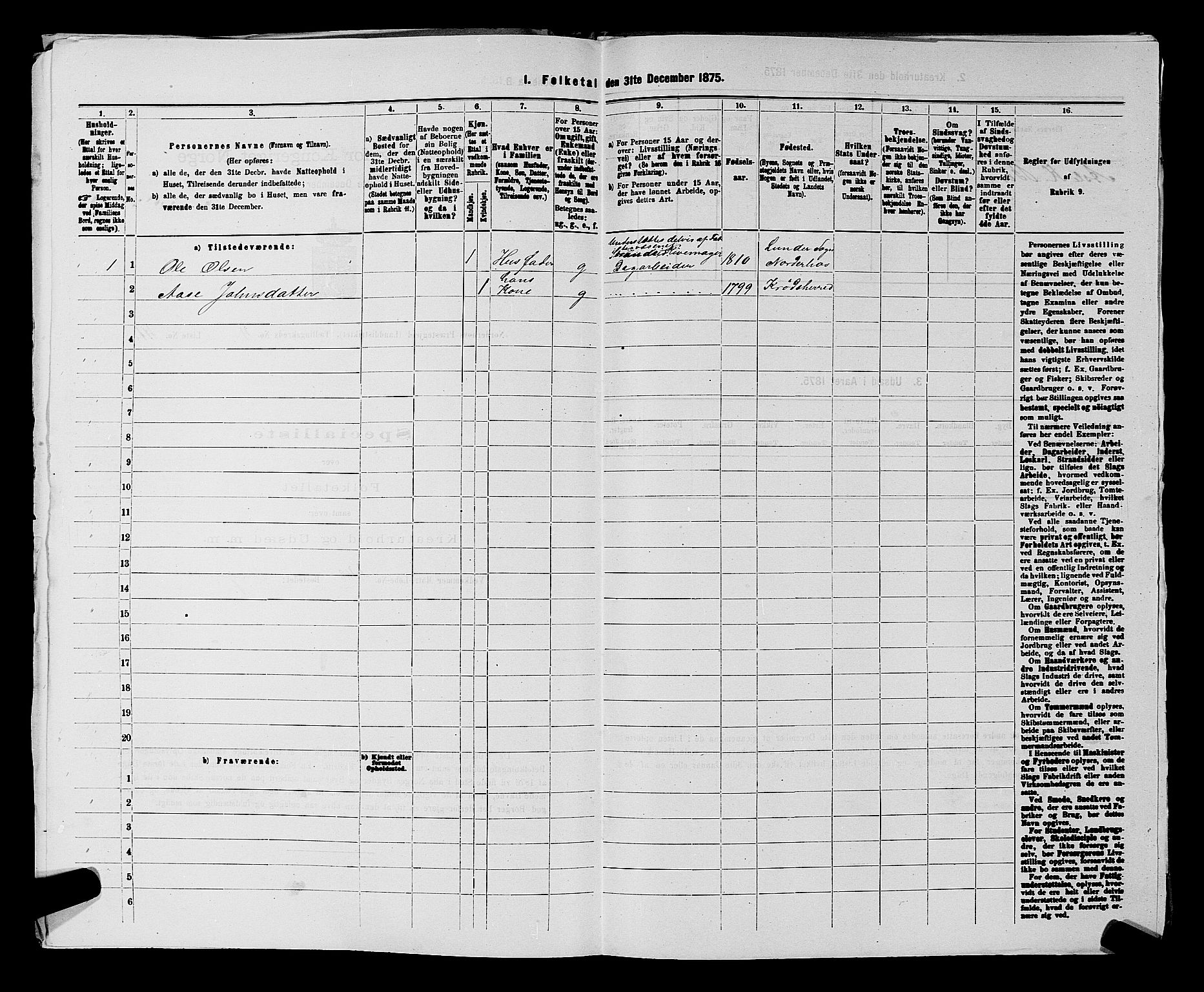 SAKO, 1875 census for 0613L Norderhov/Norderhov, Haug og Lunder, 1875, p. 2638