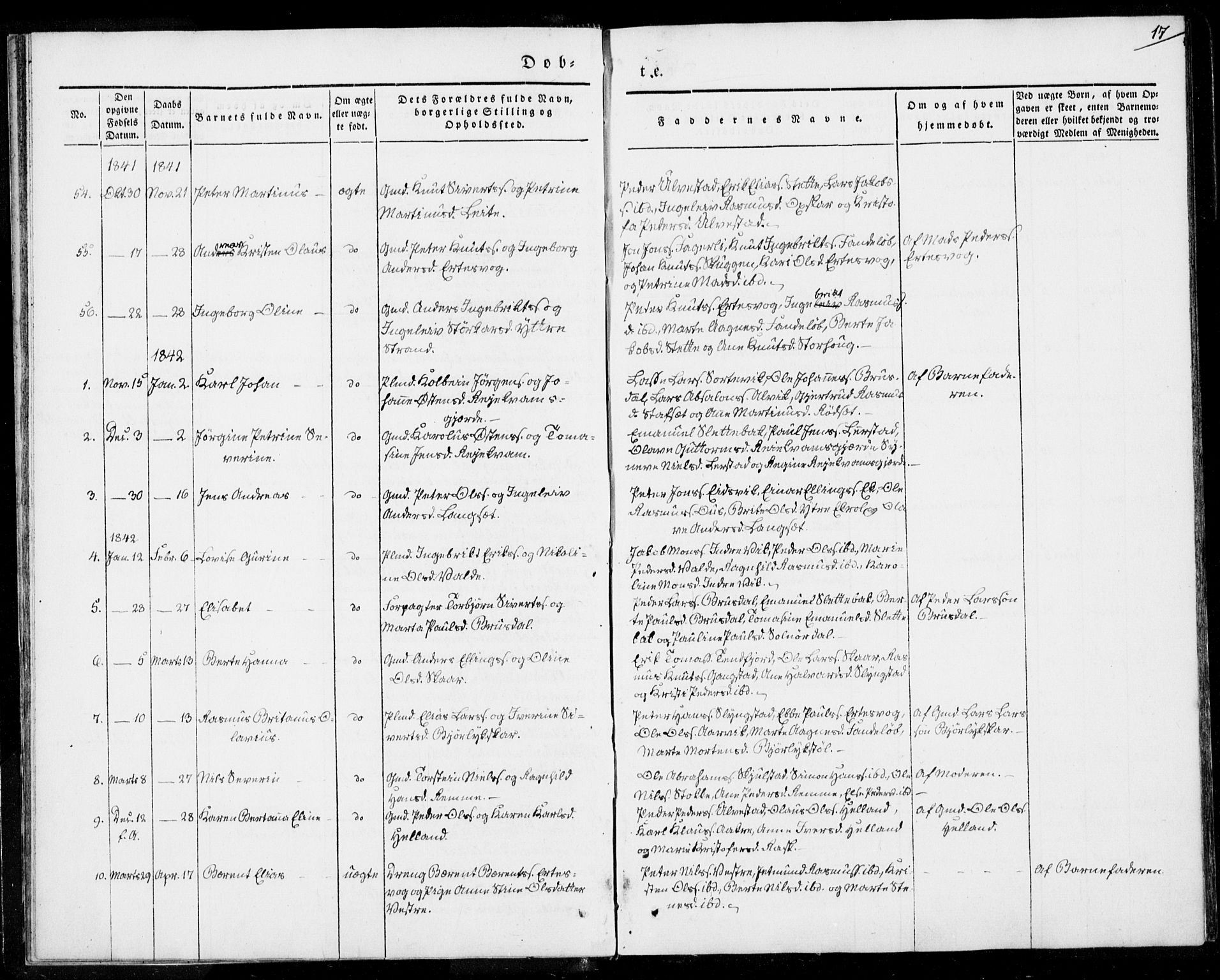 Ministerialprotokoller, klokkerbøker og fødselsregistre - Møre og Romsdal, AV/SAT-A-1454/524/L0352: Parish register (official) no. 524A04, 1838-1847, p. 17