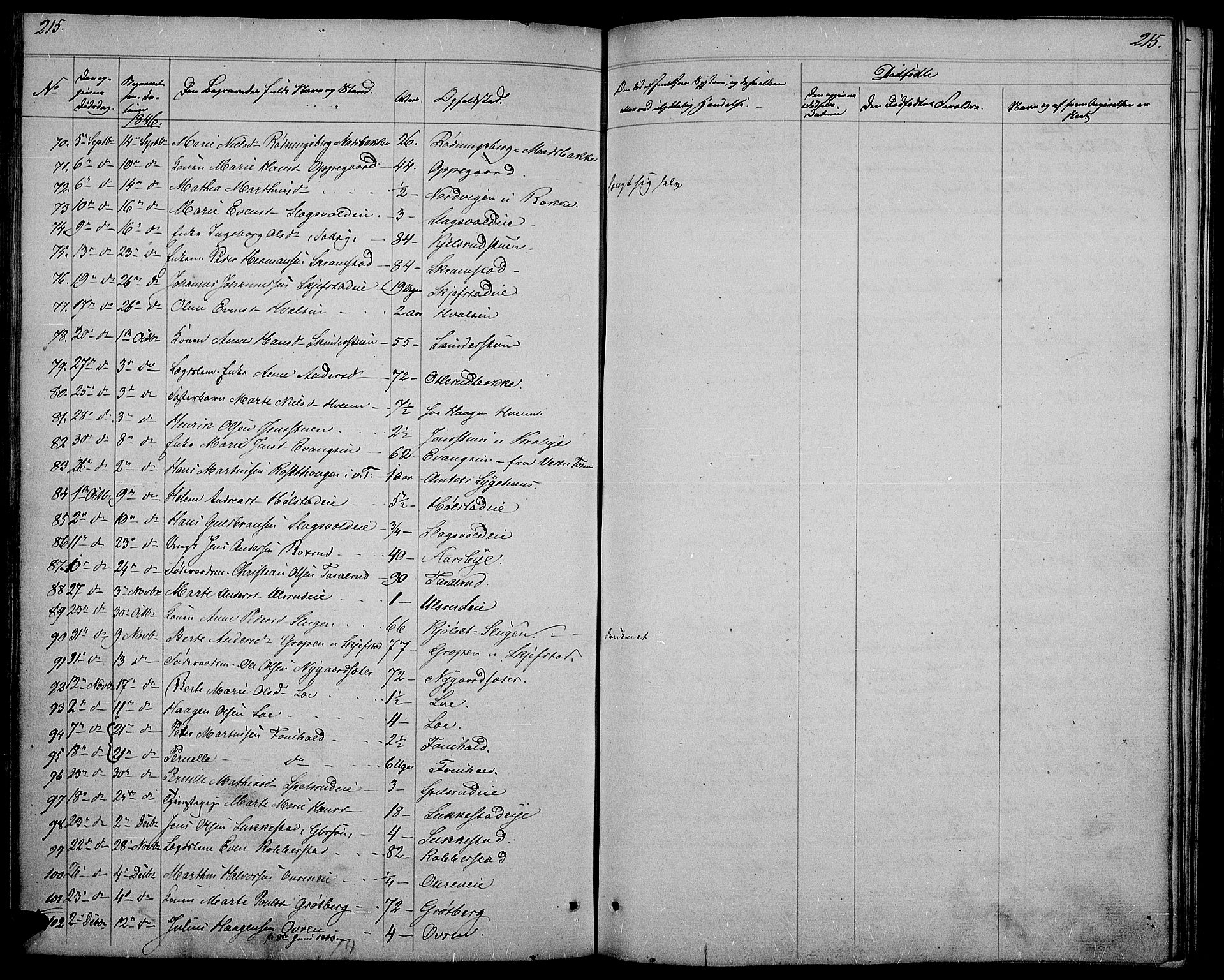 Østre Toten prestekontor, SAH/PREST-104/H/Ha/Hab/L0002: Parish register (copy) no. 2, 1840-1847, p. 215