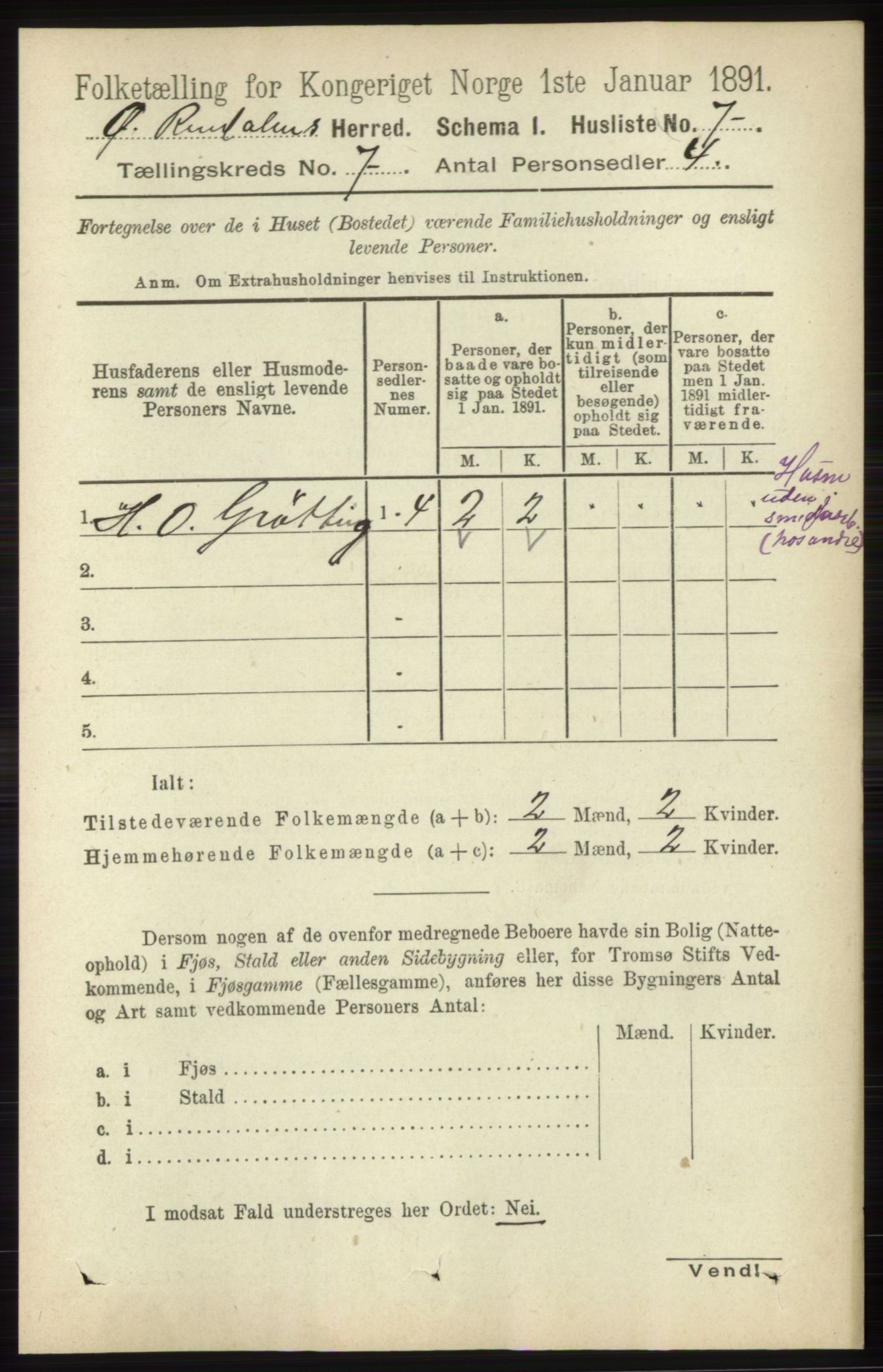 RA, 1891 census for 0433 Øvre Rendal, 1891, p. 1790