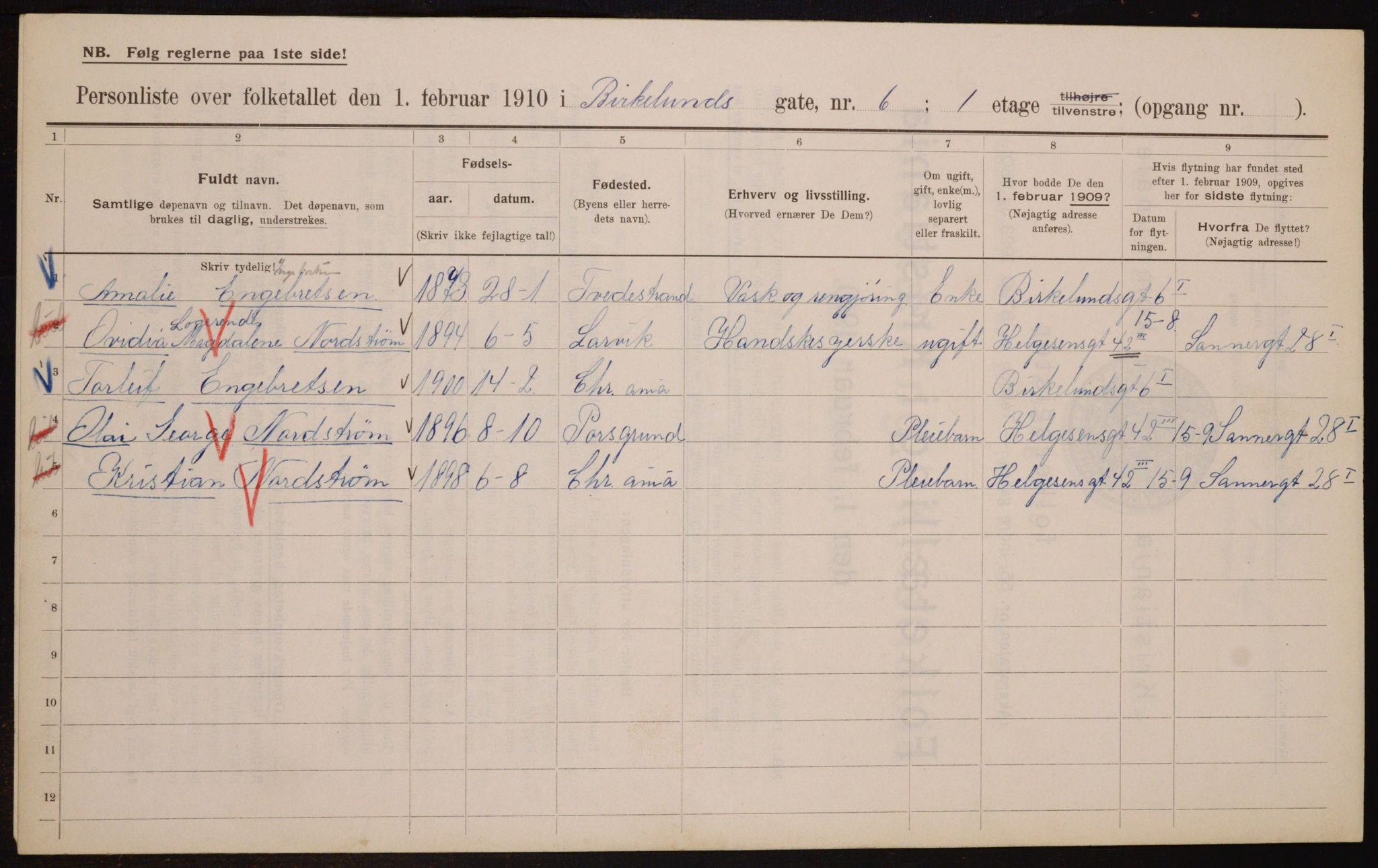 OBA, Municipal Census 1910 for Kristiania, 1910, p. 4980