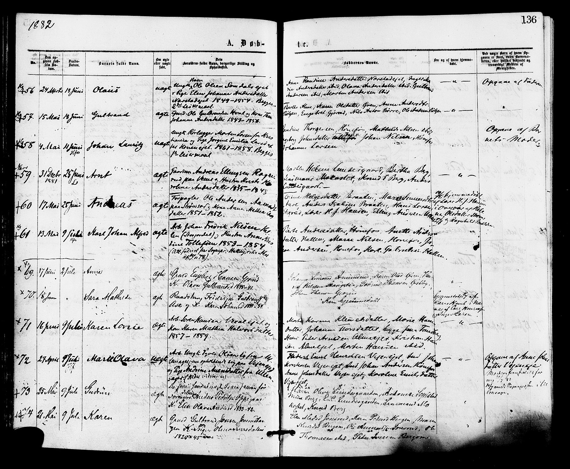 Norderhov kirkebøker, AV/SAKO-A-237/F/Fa/L0015: Parish register (official) no. 15, 1875-1884, p. 136