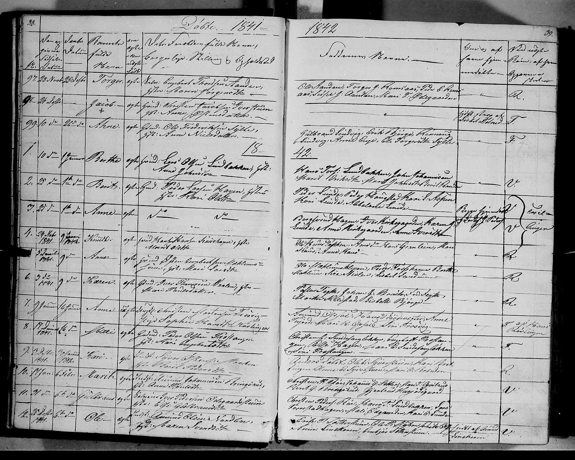 Ringebu prestekontor, SAH/PREST-082/H/Ha/Haa/L0005: Parish register (official) no. 5, 1839-1848, p. 38-39