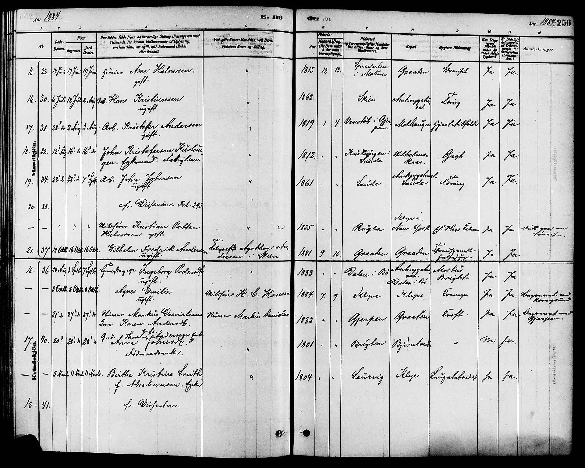 Solum kirkebøker, AV/SAKO-A-306/F/Fa/L0009: Parish register (official) no. I 9, 1877-1887, p. 256