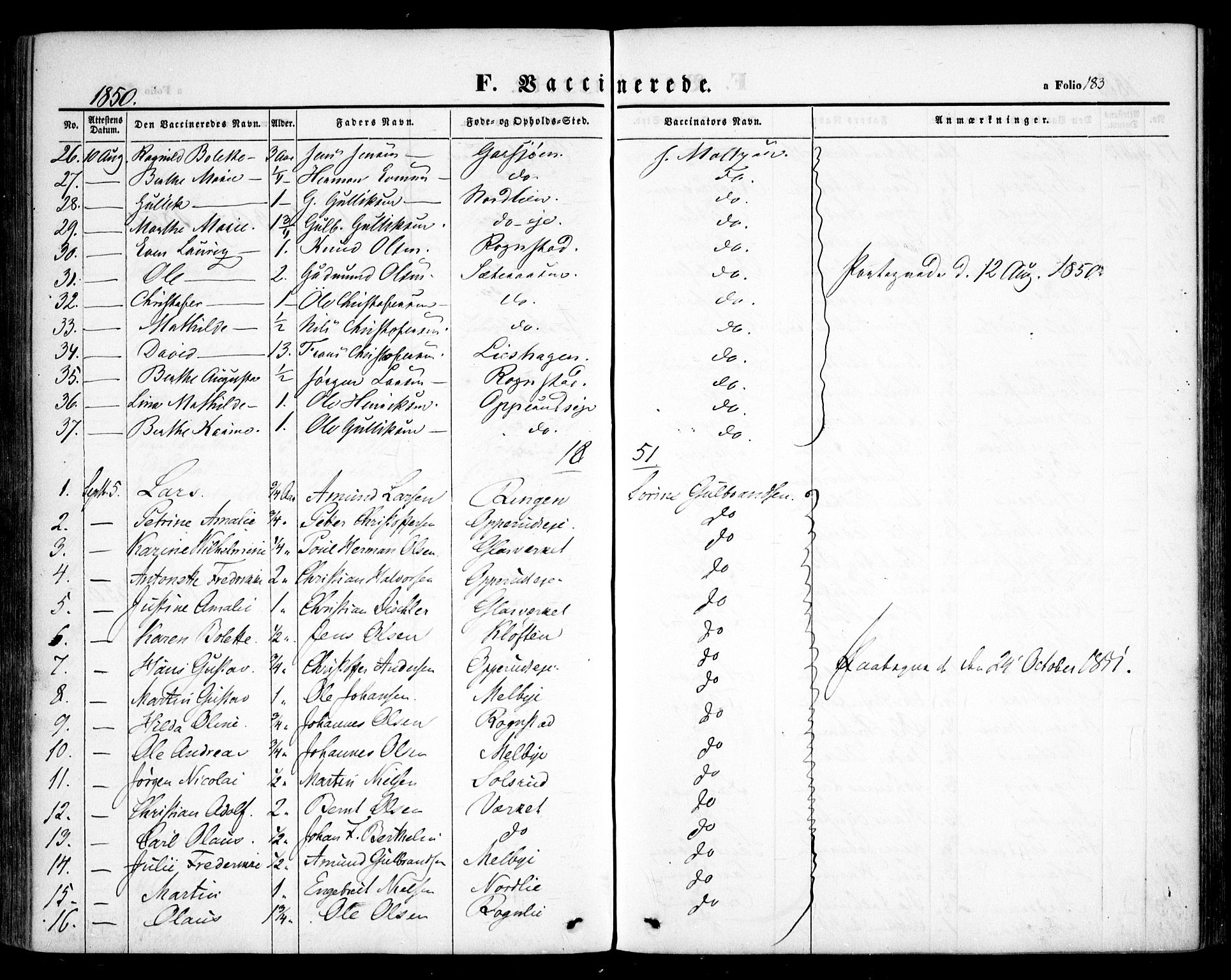 Hurdal prestekontor Kirkebøker, SAO/A-10889/F/Fa/L0005: Parish register (official) no. I 5, 1846-1859, p. 183