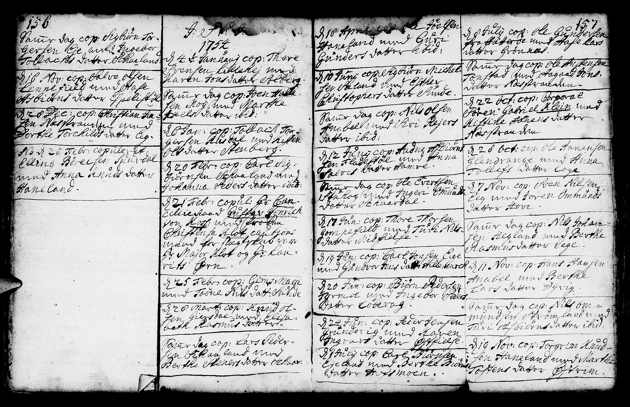 Lund sokneprestkontor, AV/SAST-A-101809/S06/L0002: Parish register (official) no. A 2, 1738-1760, p. 156-157