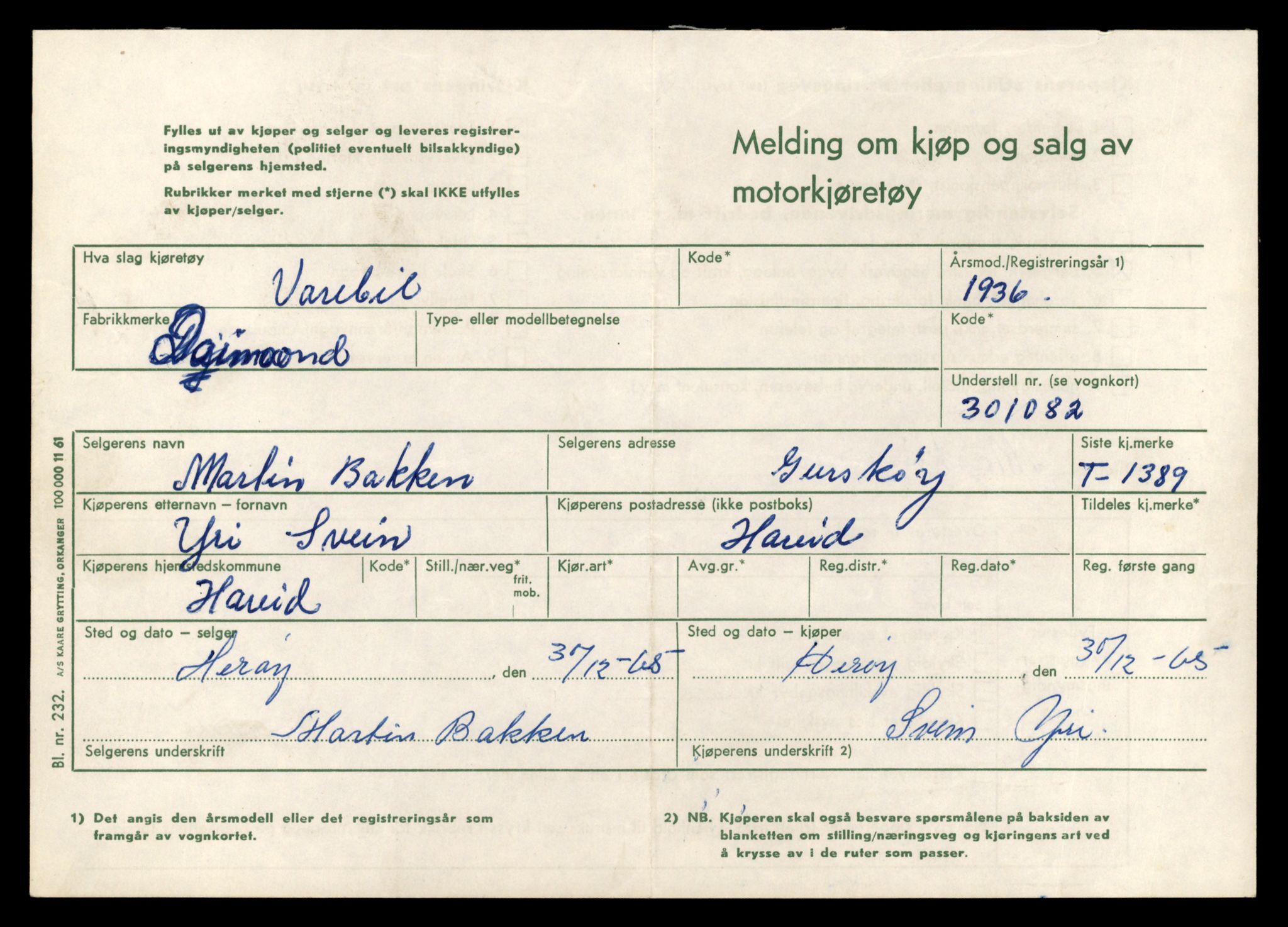 Møre og Romsdal vegkontor - Ålesund trafikkstasjon, SAT/A-4099/F/Fe/L0012: Registreringskort for kjøretøy T 1290 - T 1450, 1927-1998, p. 2204