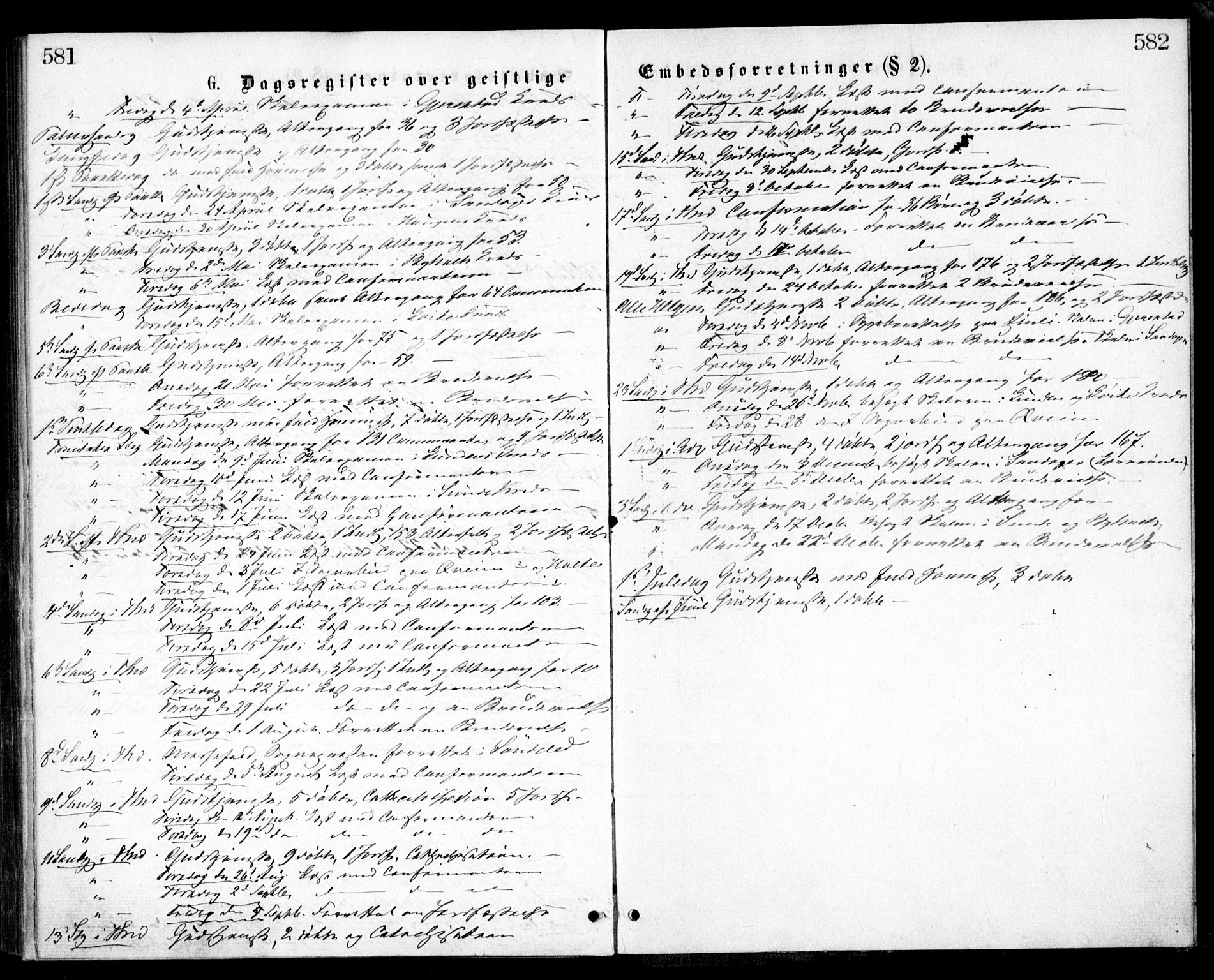 Gjerstad sokneprestkontor, AV/SAK-1111-0014/F/Fa/Faa/L0008: Parish register (official) no. A 8, 1876-1884, p. 581-582