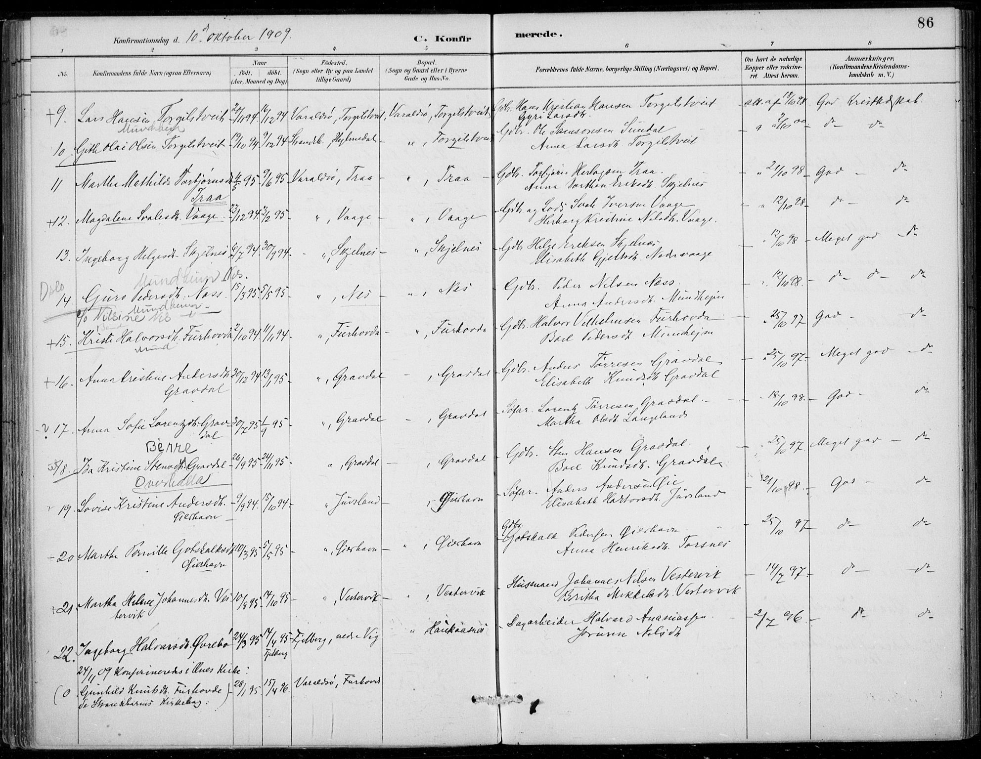 Strandebarm sokneprestembete, AV/SAB-A-78401/H/Haa: Parish register (official) no. D  1, 1886-1912, p. 86