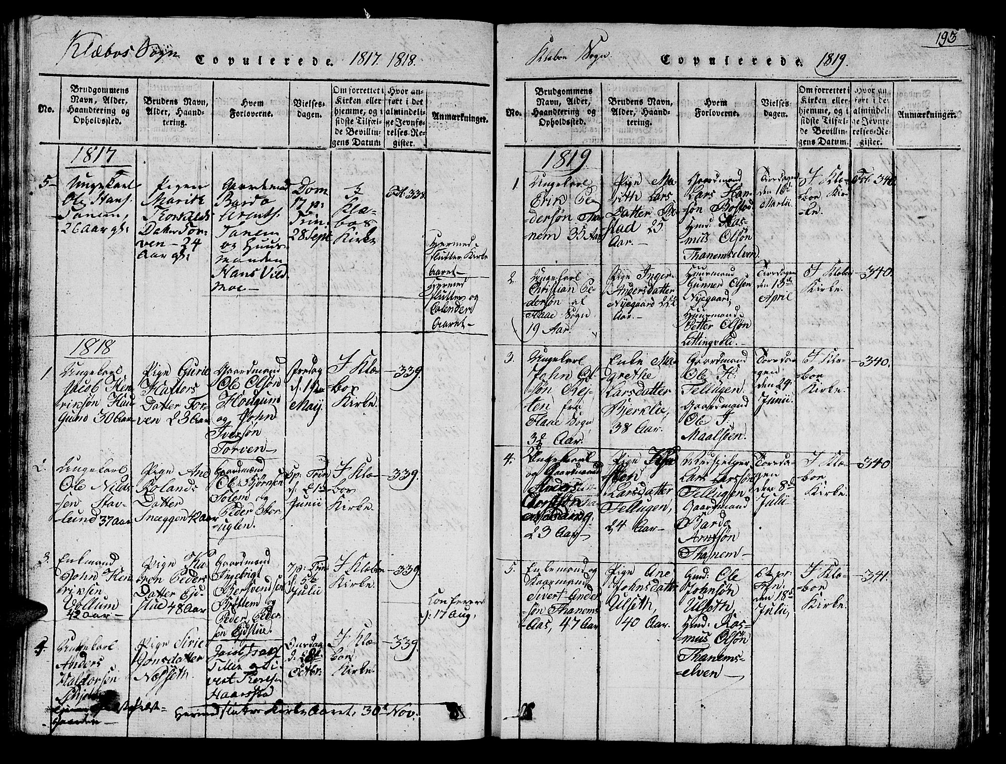 Ministerialprotokoller, klokkerbøker og fødselsregistre - Sør-Trøndelag, AV/SAT-A-1456/618/L0450: Parish register (copy) no. 618C01, 1816-1865, p. 193
