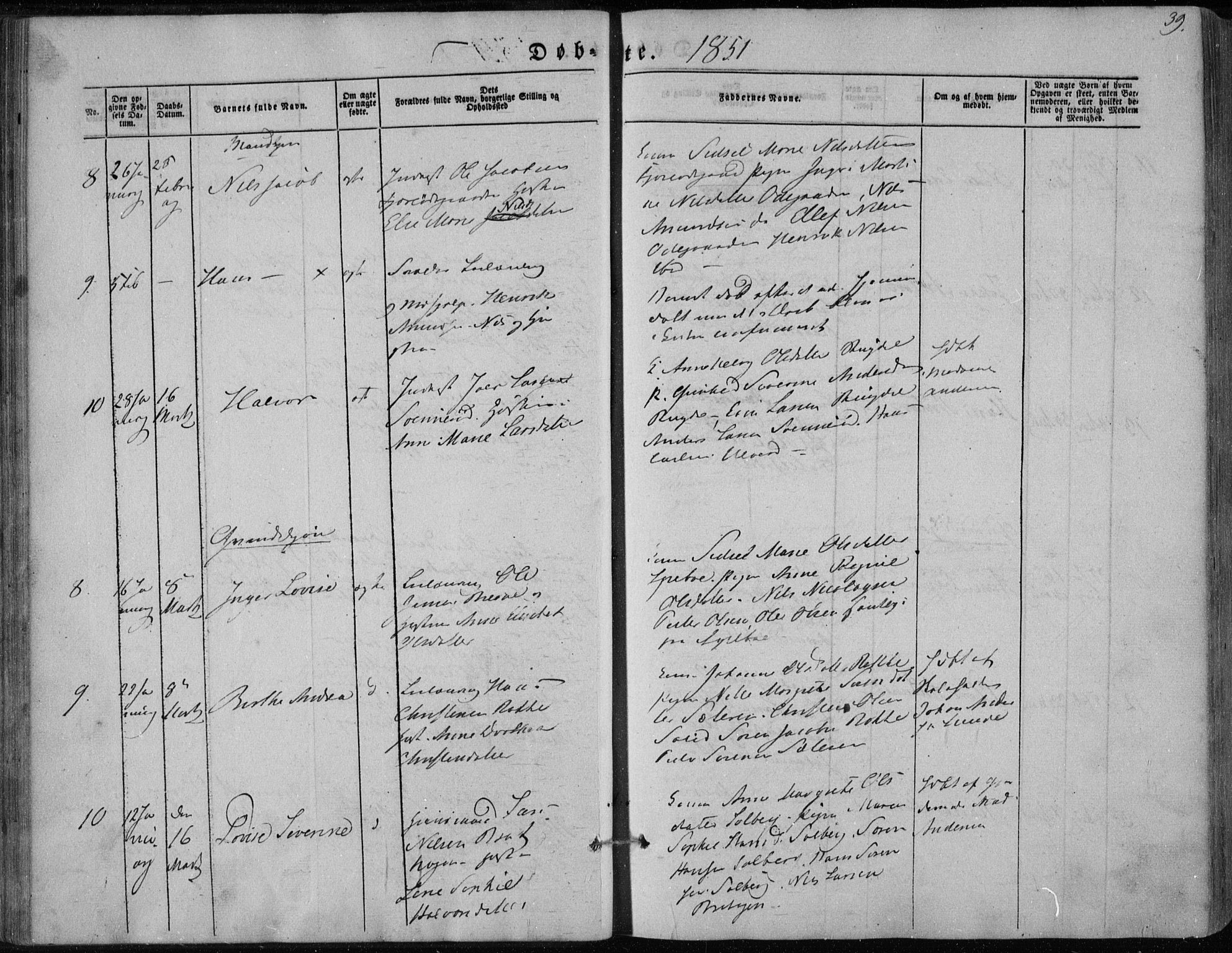 Hedrum kirkebøker, AV/SAKO-A-344/F/Fa/L0006: Parish register (official) no. I 6, 1849-1857, p. 39