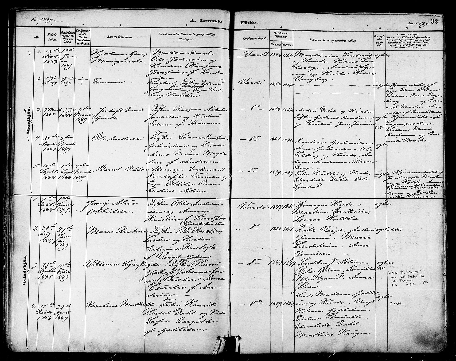 Vardø sokneprestkontor, SATØ/S-1332/H/Ha/L0007kirke: Parish register (official) no. 7, 1886-1897, p. 32