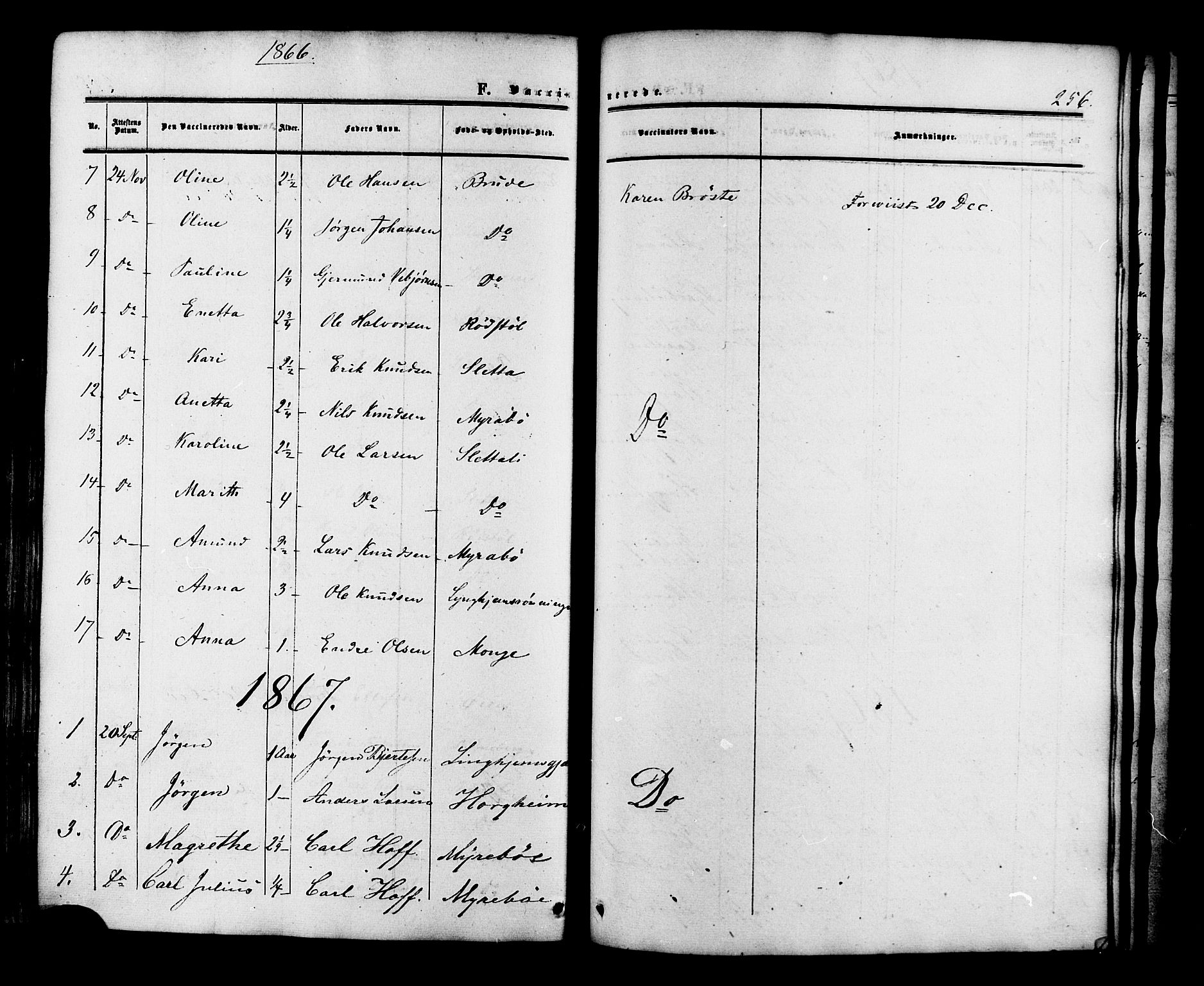Ministerialprotokoller, klokkerbøker og fødselsregistre - Møre og Romsdal, AV/SAT-A-1454/546/L0594: Parish register (official) no. 546A02, 1854-1882, p. 256