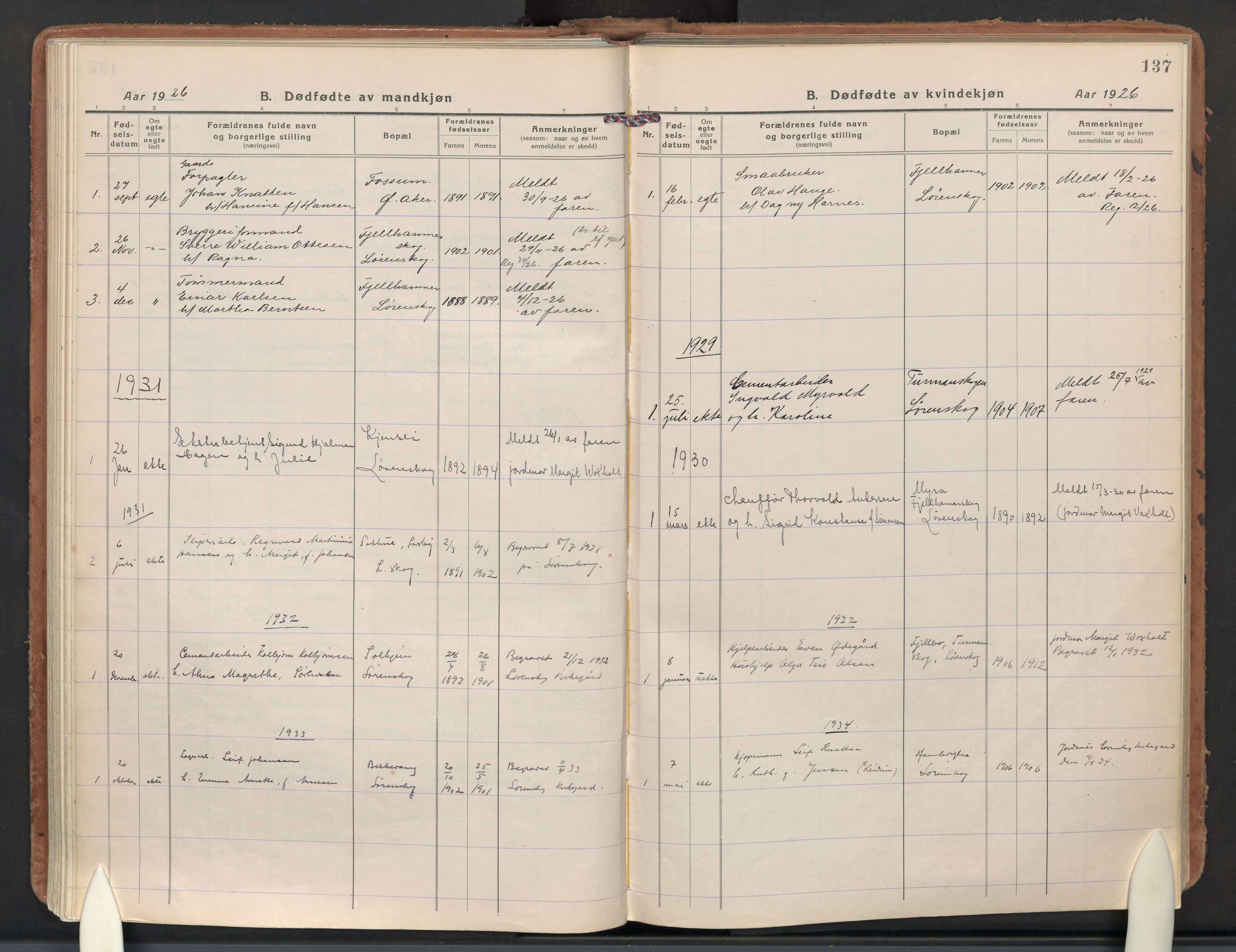 Skedsmo prestekontor Kirkebøker, AV/SAO-A-10033a/F/Fb/L0003: Parish register (official) no. II 3, 1921-1936, p. 137