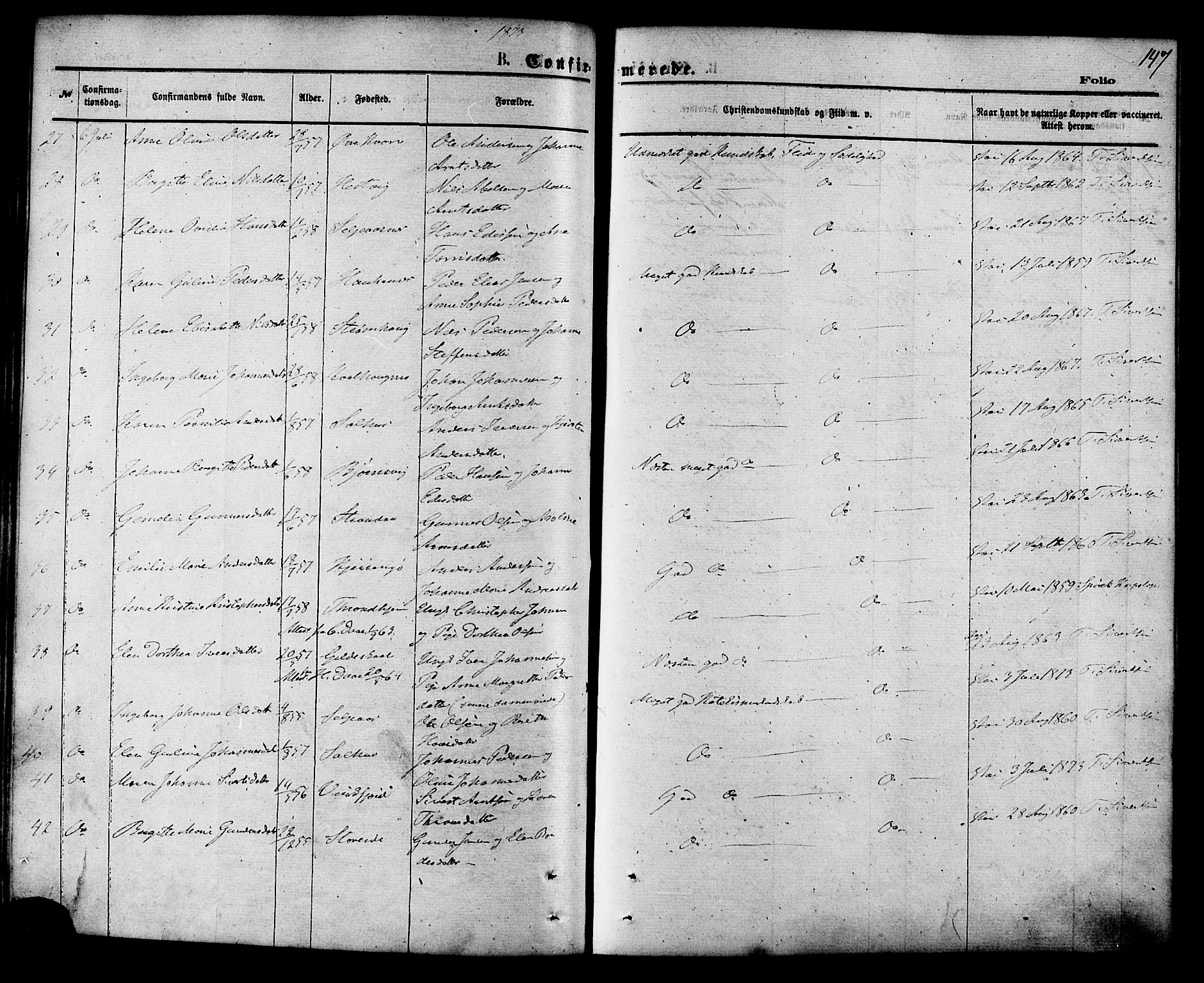 Ministerialprotokoller, klokkerbøker og fødselsregistre - Nordland, SAT/A-1459/853/L0771: Parish register (official) no. 853A10, 1870-1881, p. 147