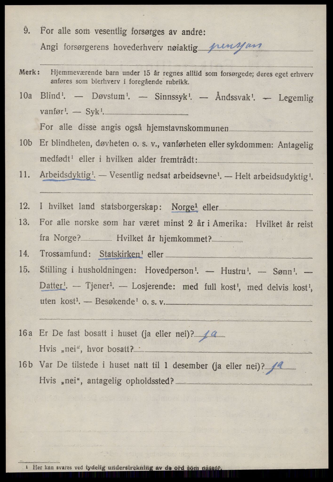 SAT, 1920 census for Sandøy, 1920, p. 1039