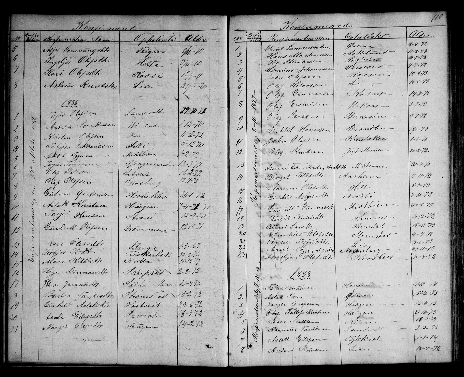 Kviteseid kirkebøker, SAKO/A-276/G/Ga/L0001: Parish register (copy) no. I 1, 1850-1893, p. 100
