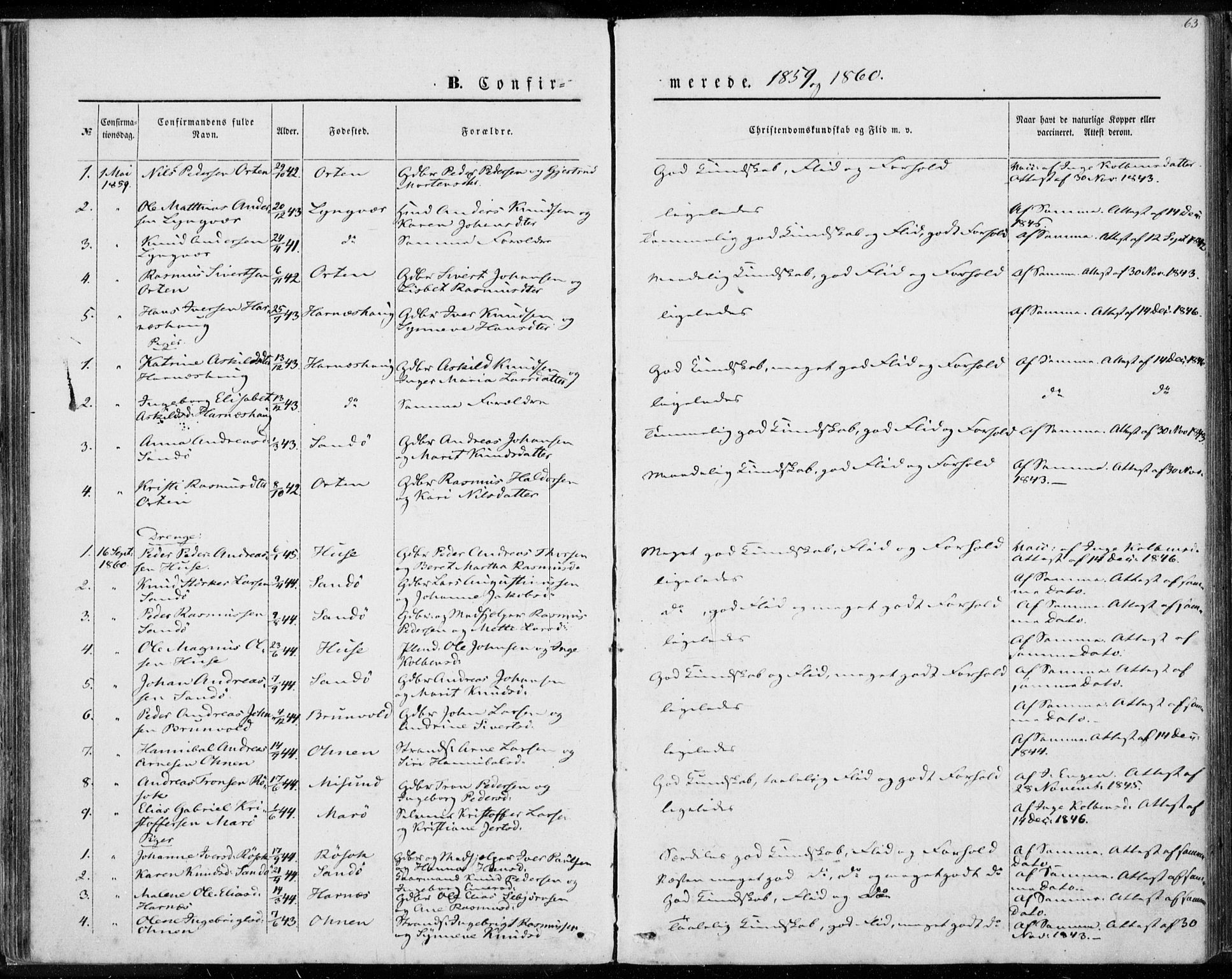 Ministerialprotokoller, klokkerbøker og fødselsregistre - Møre og Romsdal, SAT/A-1454/561/L0728: Parish register (official) no. 561A02, 1858-1878, p. 63