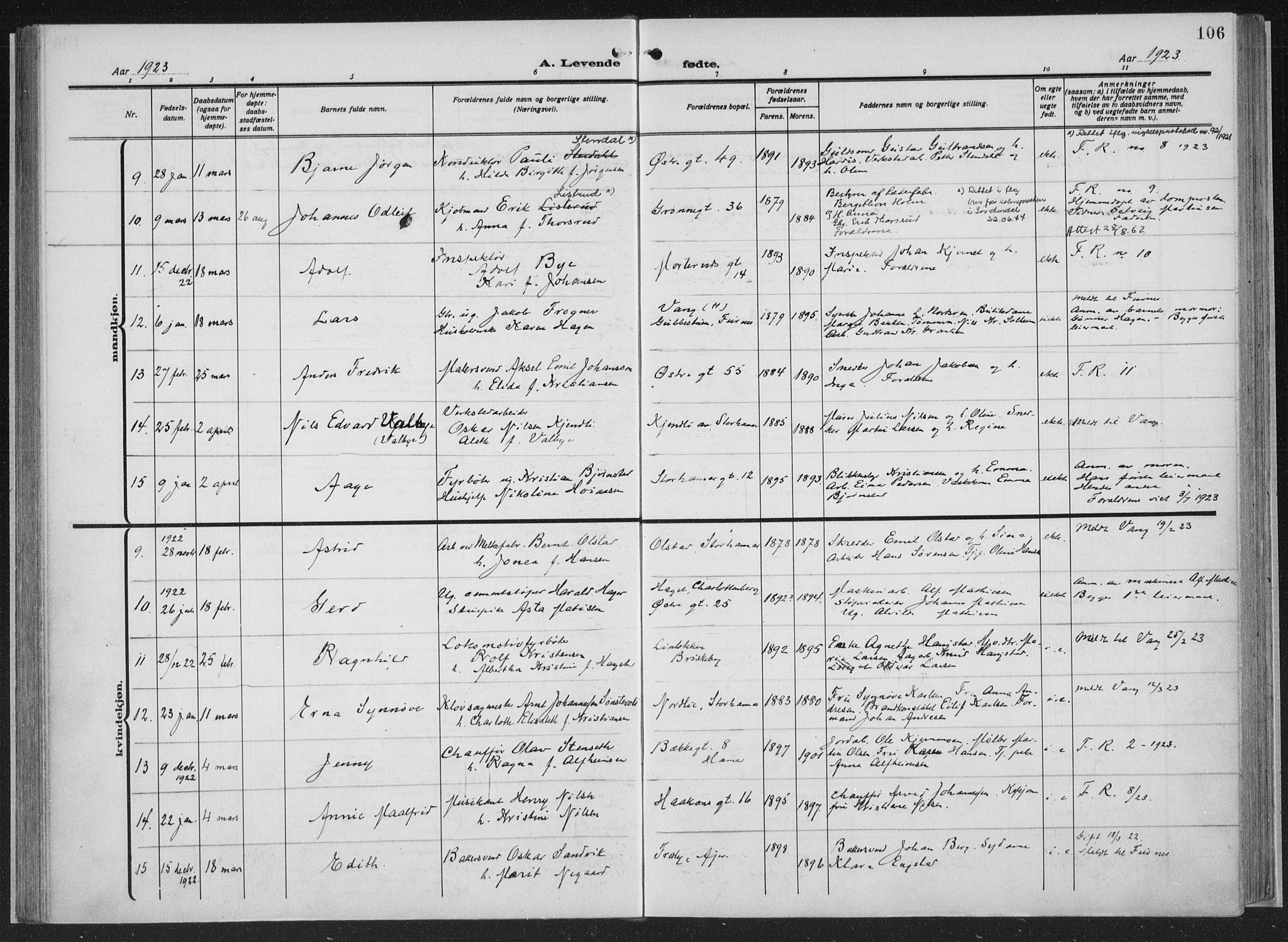 Hamar prestekontor, SAH/DOMPH-002/H/Ha/Haa/L0002: Parish register (official) no. 2, 1915-1936, p. 106