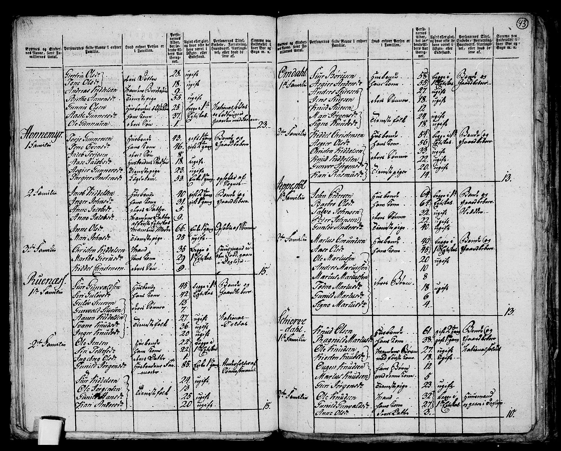 RA, 1801 census for 1012P Oddernes, 1801, p. 42b-43a