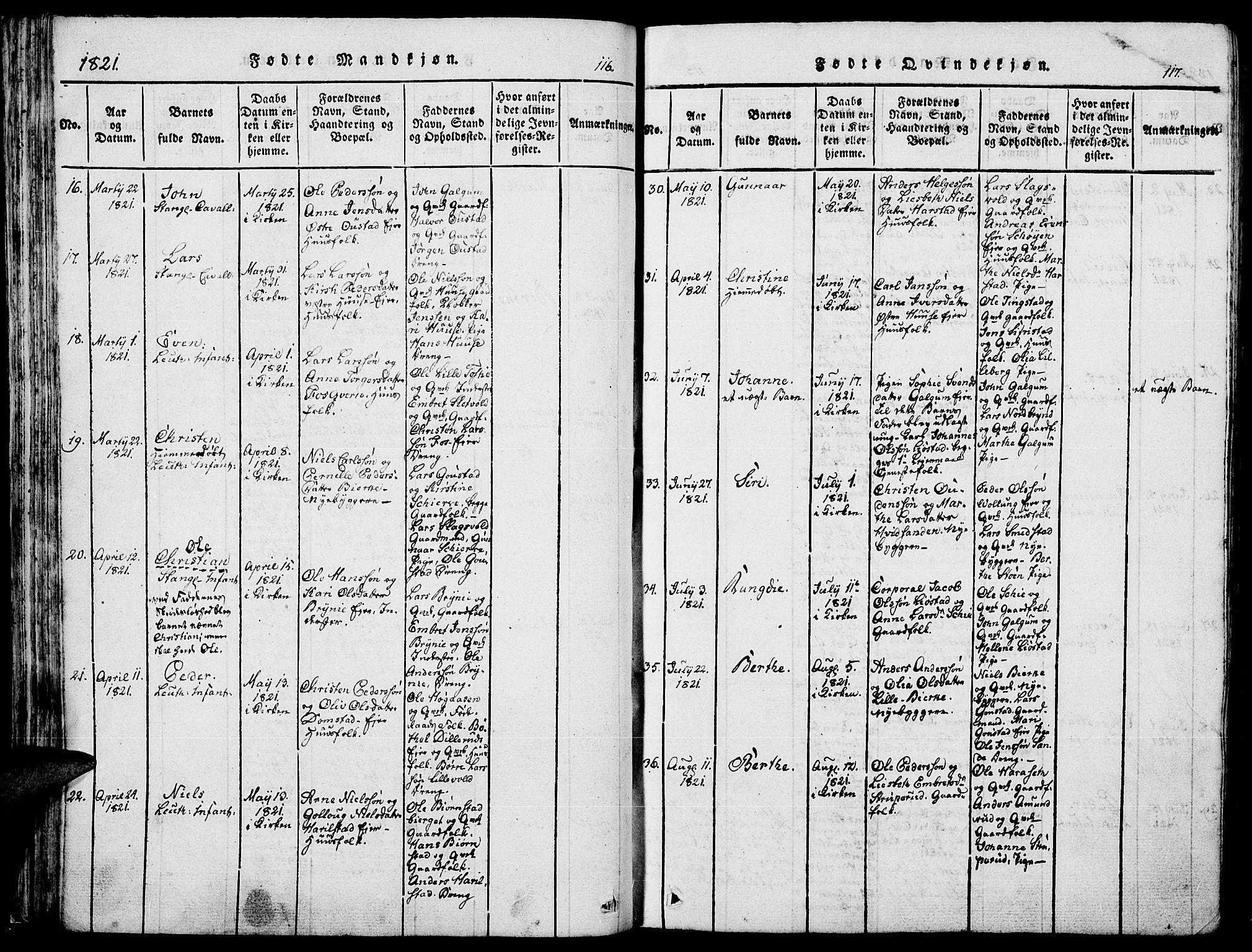 Romedal prestekontor, AV/SAH-PREST-004/K/L0002: Parish register (official) no. 2, 1814-1828, p. 116-117