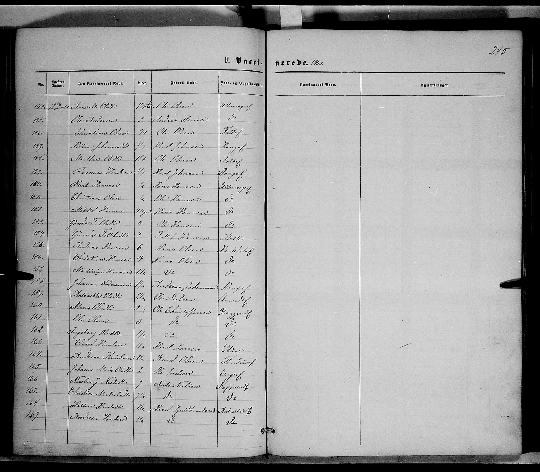 Nordre Land prestekontor, AV/SAH-PREST-124/H/Ha/Haa/L0001: Parish register (official) no. 1, 1860-1871, p. 245